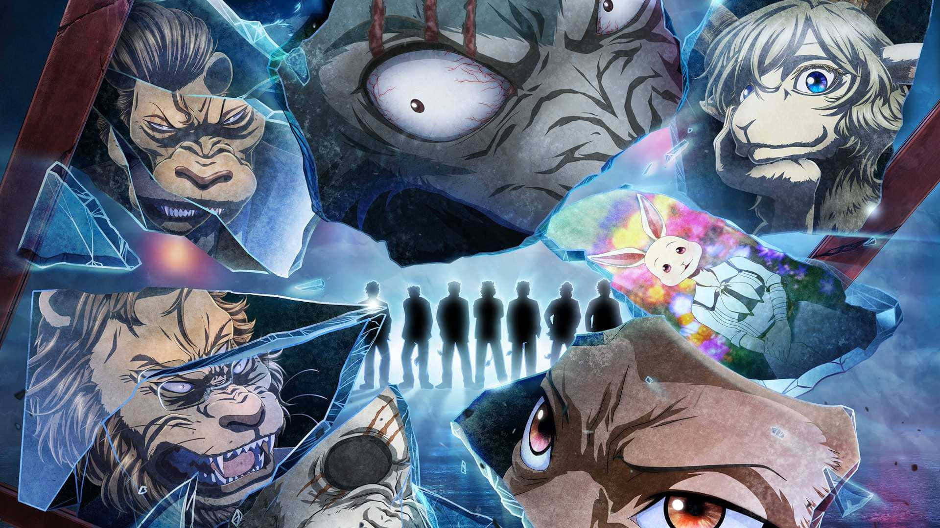 Beastars, shattered mirror, monstrous anime faces, Full HD Desktop Wallpaper