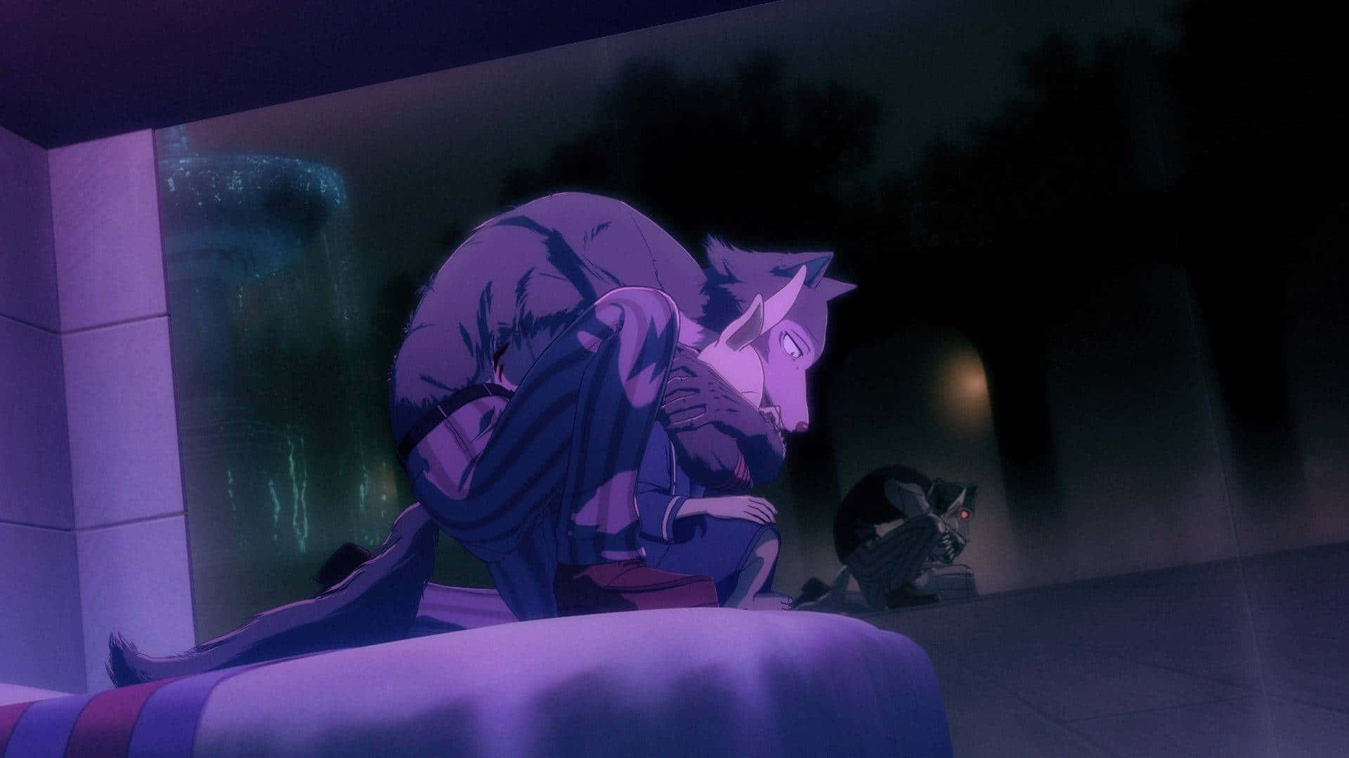 Legoshi, purple-hued, dimly lit room, Full HD Desktop Wallpaper