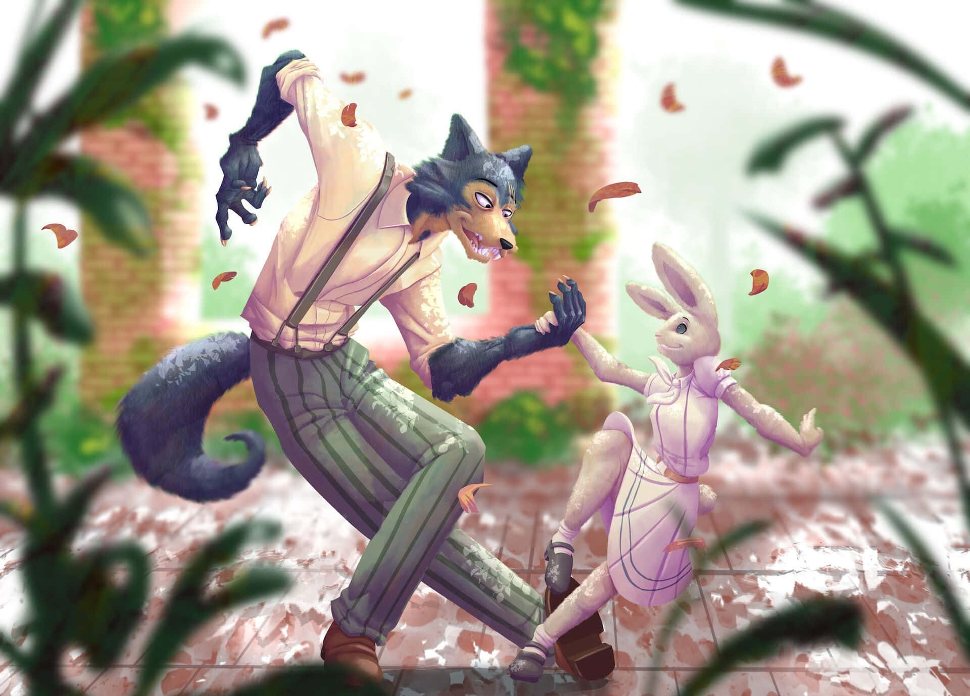 Legoshi, gray wolf, anime style, Full HD Desktop Wallpaper