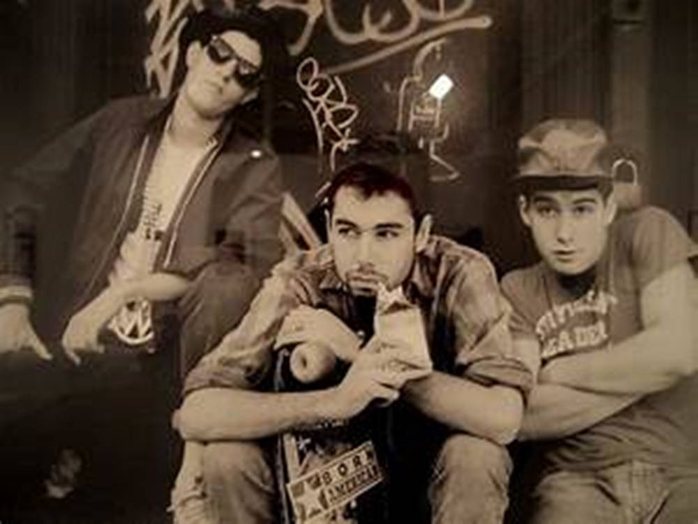 Beastie Boys, vintage sepia photograph, graffiti-covered wall, SD Desktop Wallpaper