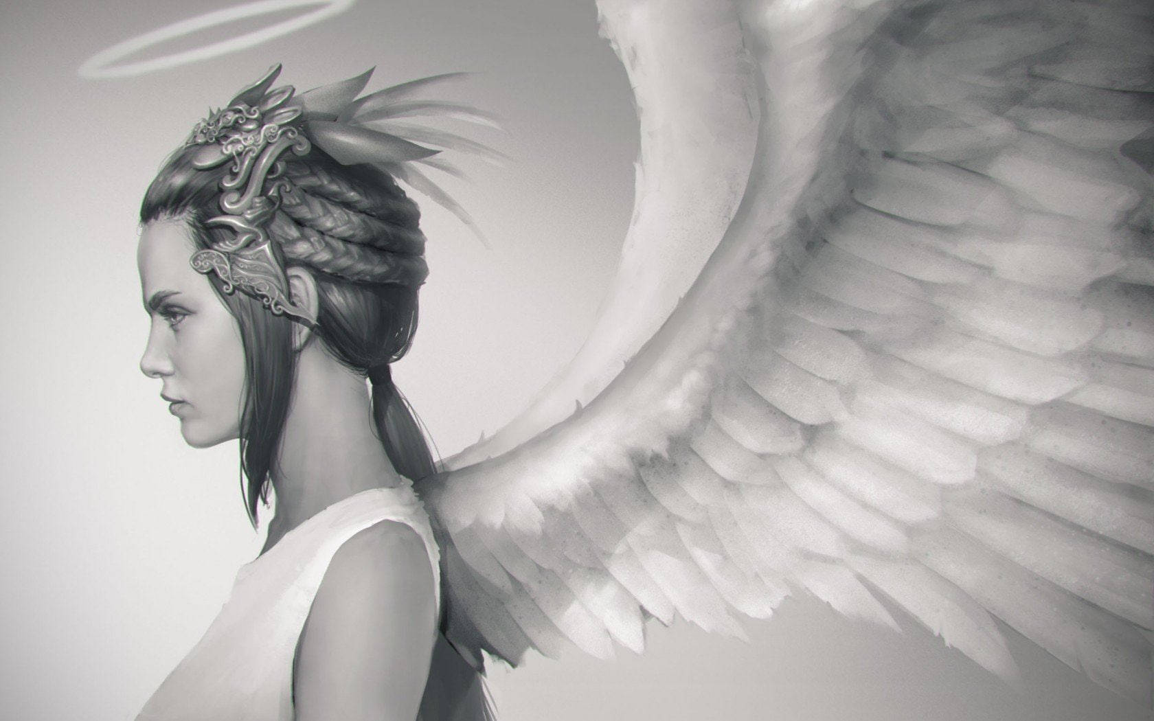Beautiful Angels, angelic woman, intricate braided hair, HD Desktop Wallpaper