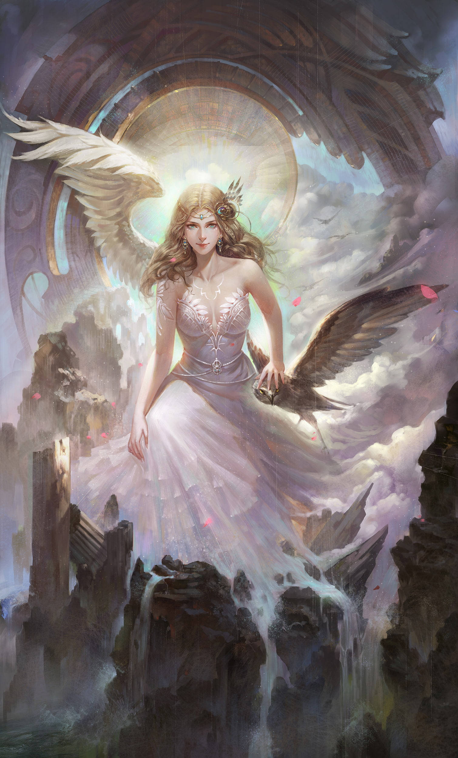 Beautiful Angels, owl, white wings, Full HD Phone Wallpaper