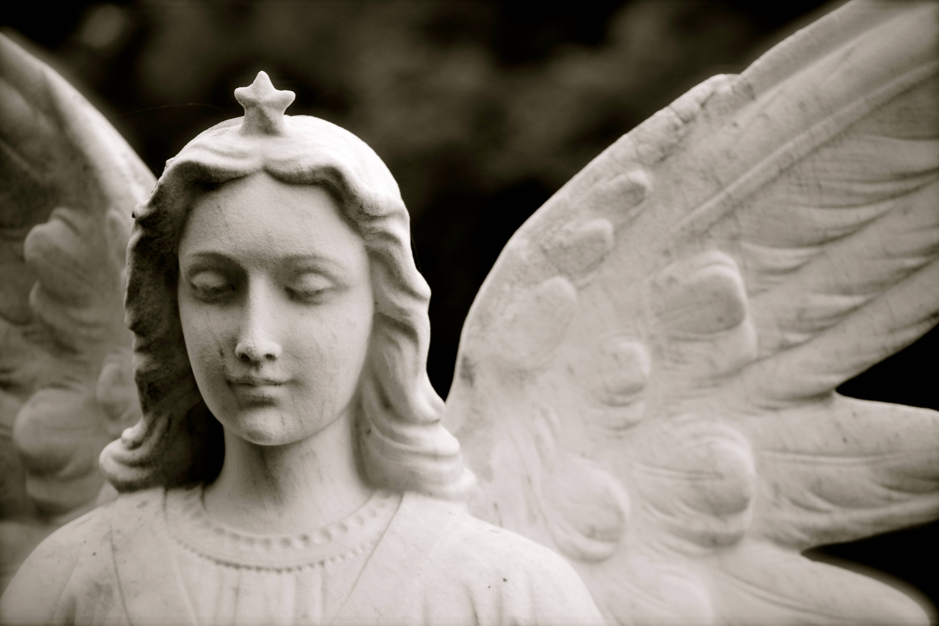 angel, stone angel statue, closed eyes, 4K Desktop Wallpaper