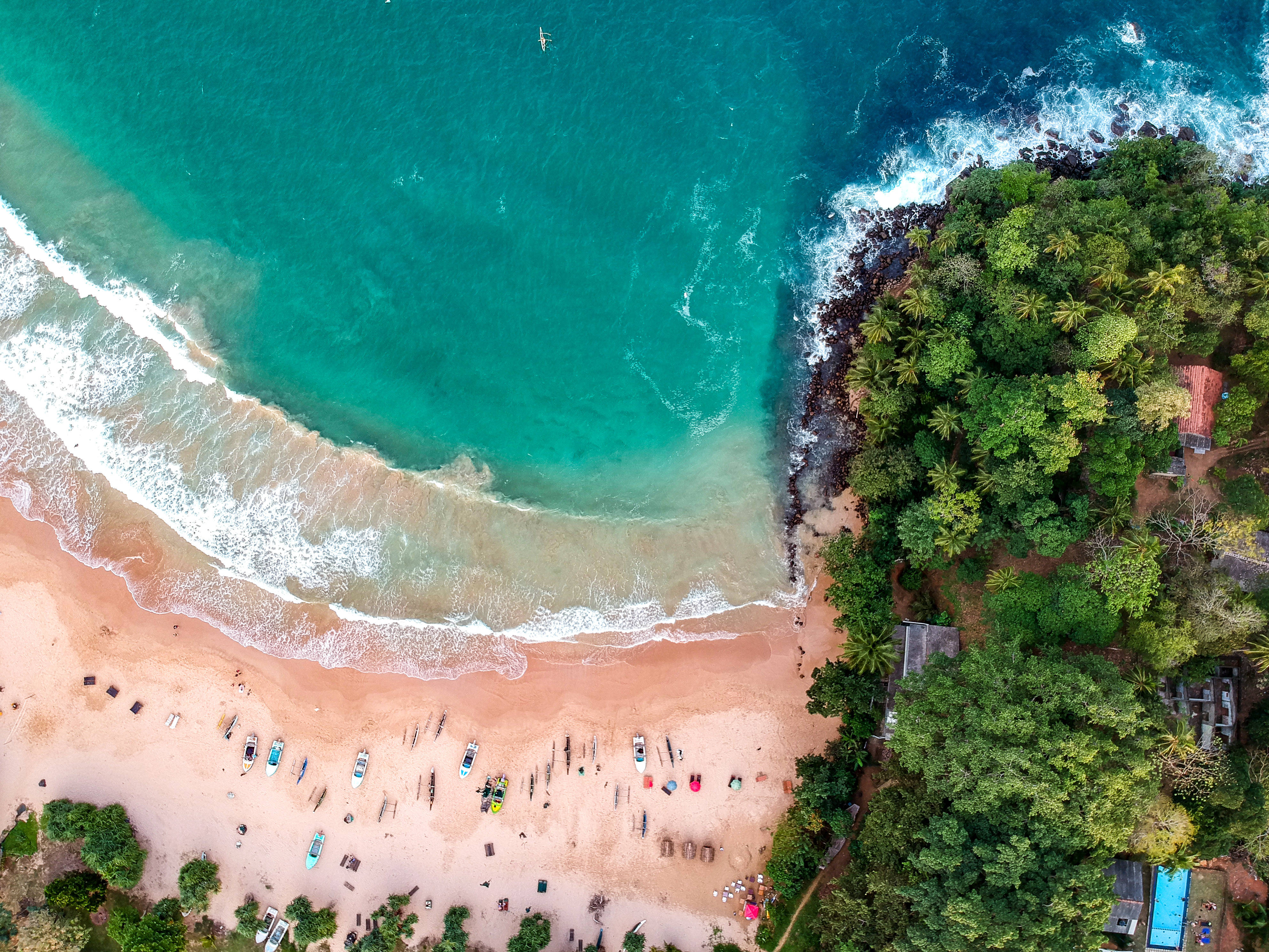 turquoise beach, white waves, sandy shore, 4K Desktop Wallpaper