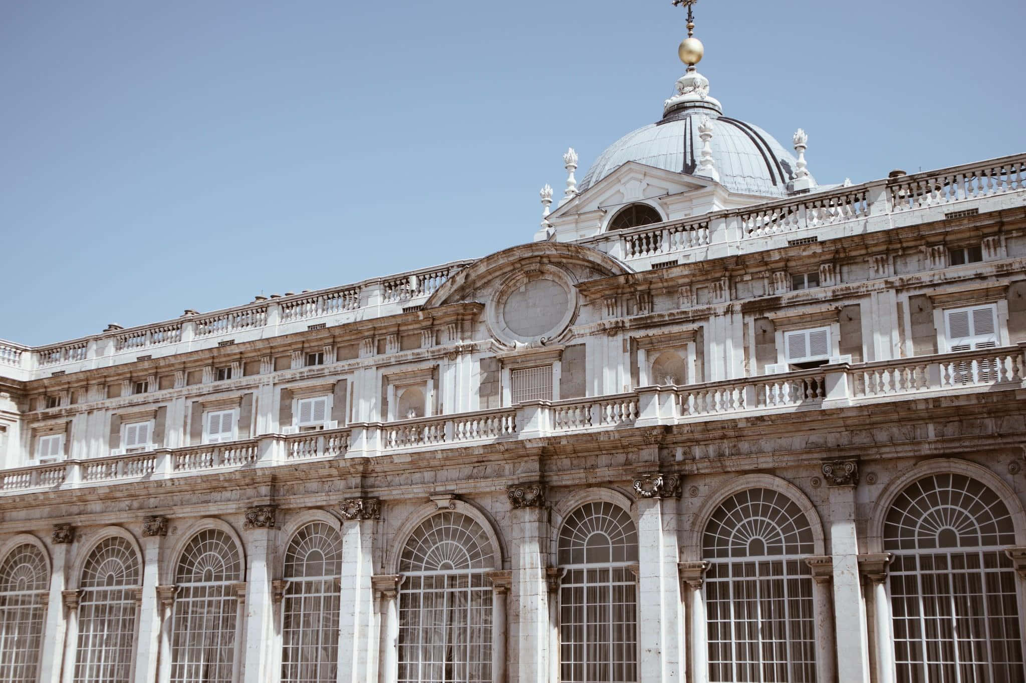 neoclassical palace, arched windows, domed roof, Full HD Desktop Wallpaper
