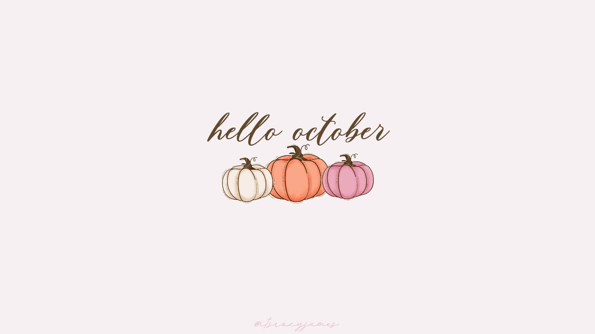 hello october, pastel tones, soft cream background, Full HD Desktop Wallpaper