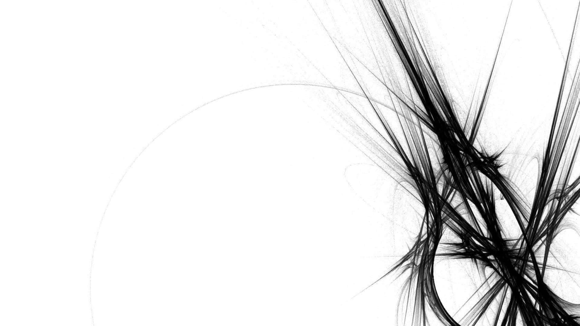 Monochrome Serenity, black fractal lines, stark white background, Full HD Desktop Wallpaper