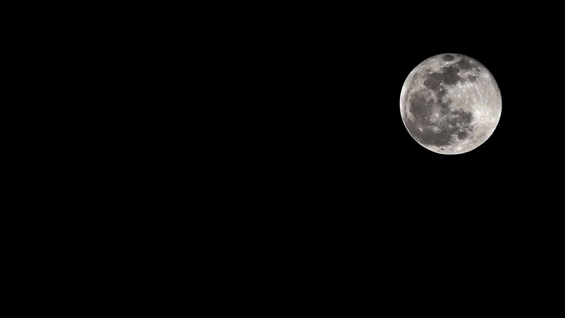 full moon, pitch black sky, craters, Full HD Desktop Wallpaper