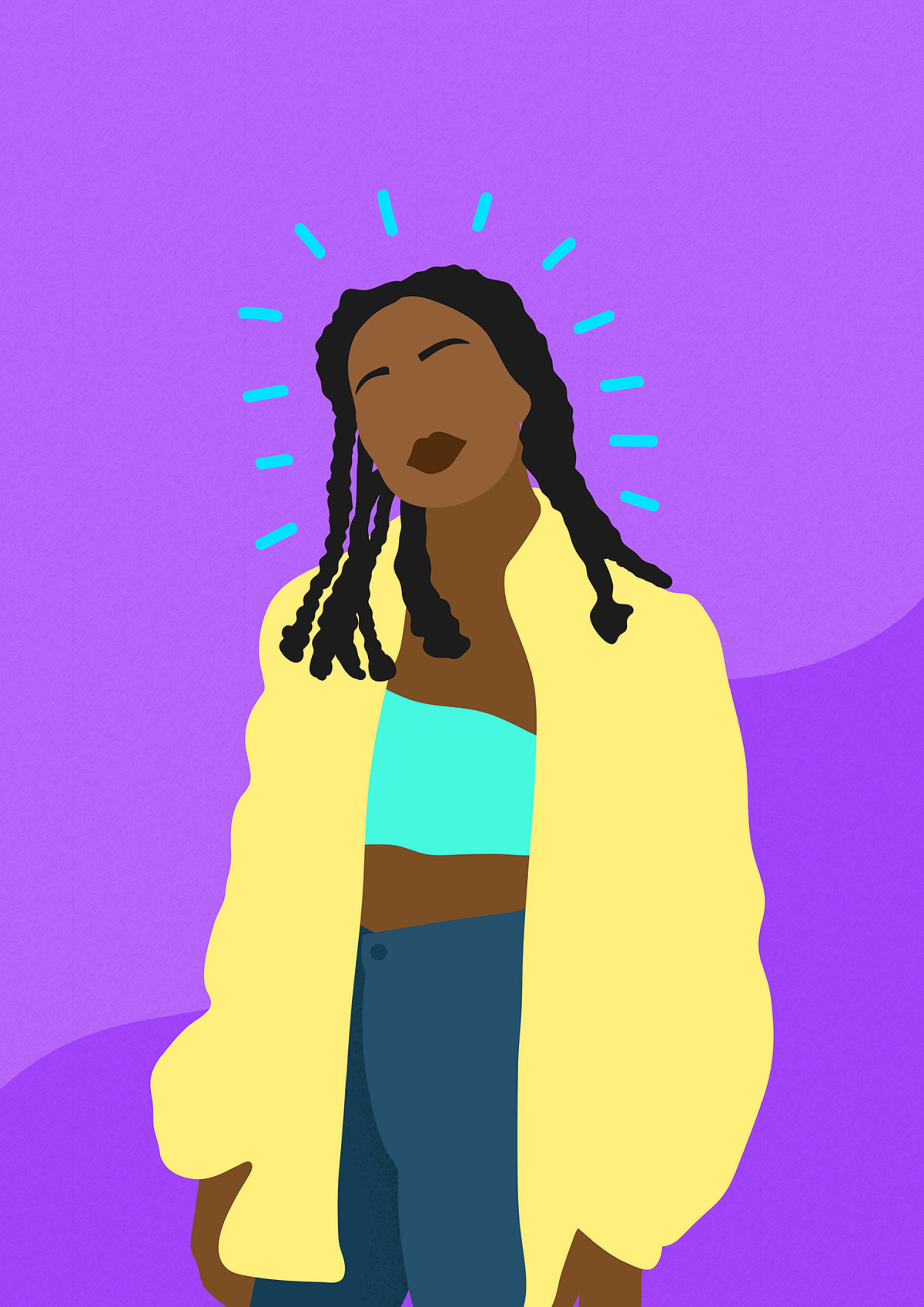 beautiful black woman, braids, yellow jacket, 5K Phone Wallpaper