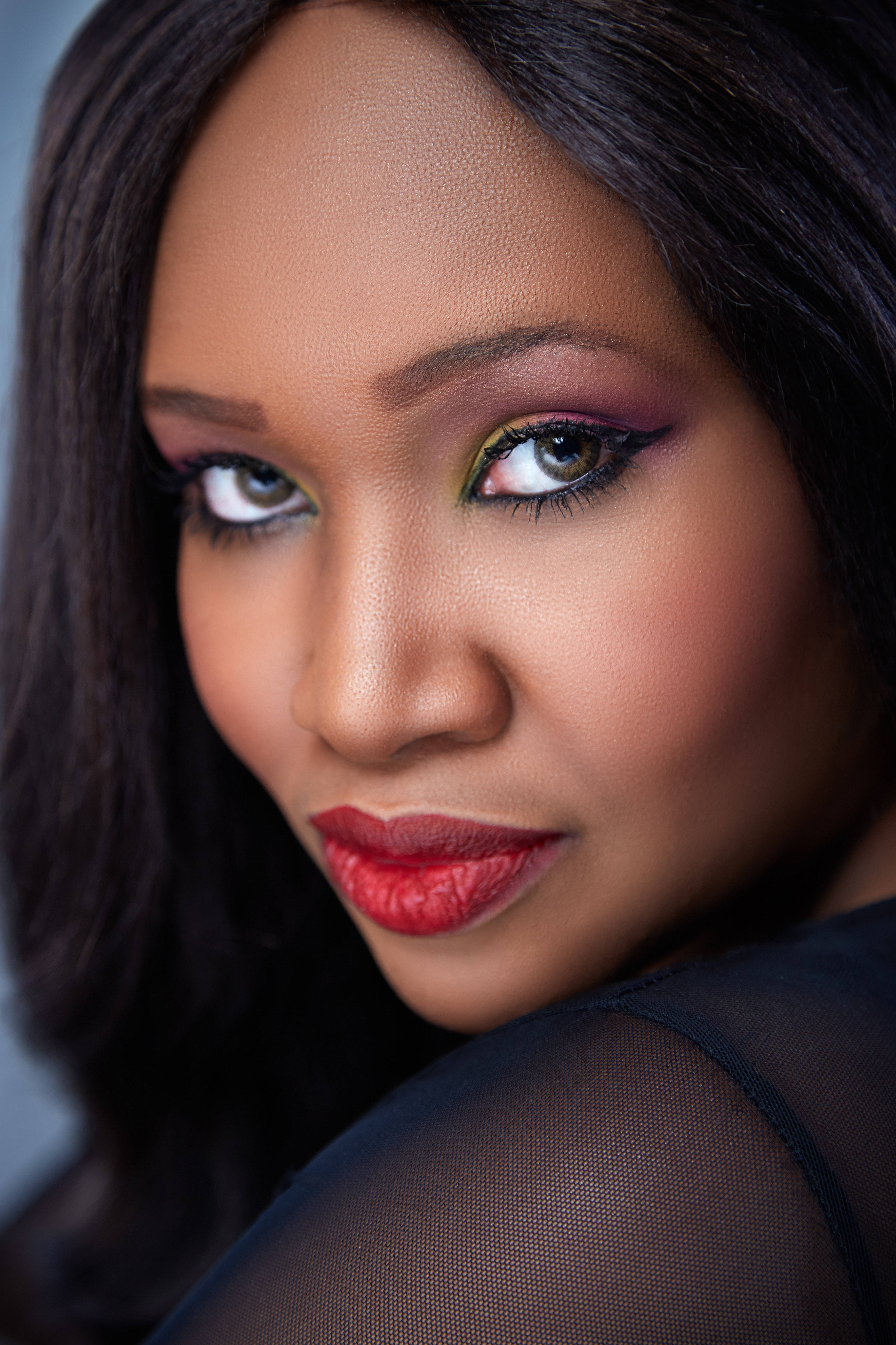Beautiful Black Woman, close-up, bold makeup, 5K Phone Wallpaper