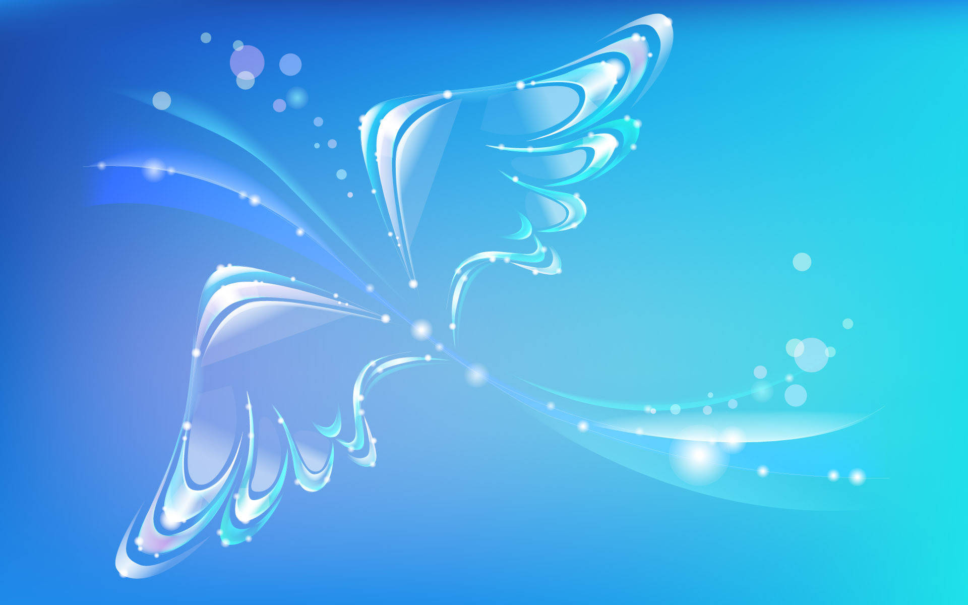 Beautiful Blue Wing Abstract Art, glowing translucent butterfly, flowing wings, Full HD Desktop Wallpaper