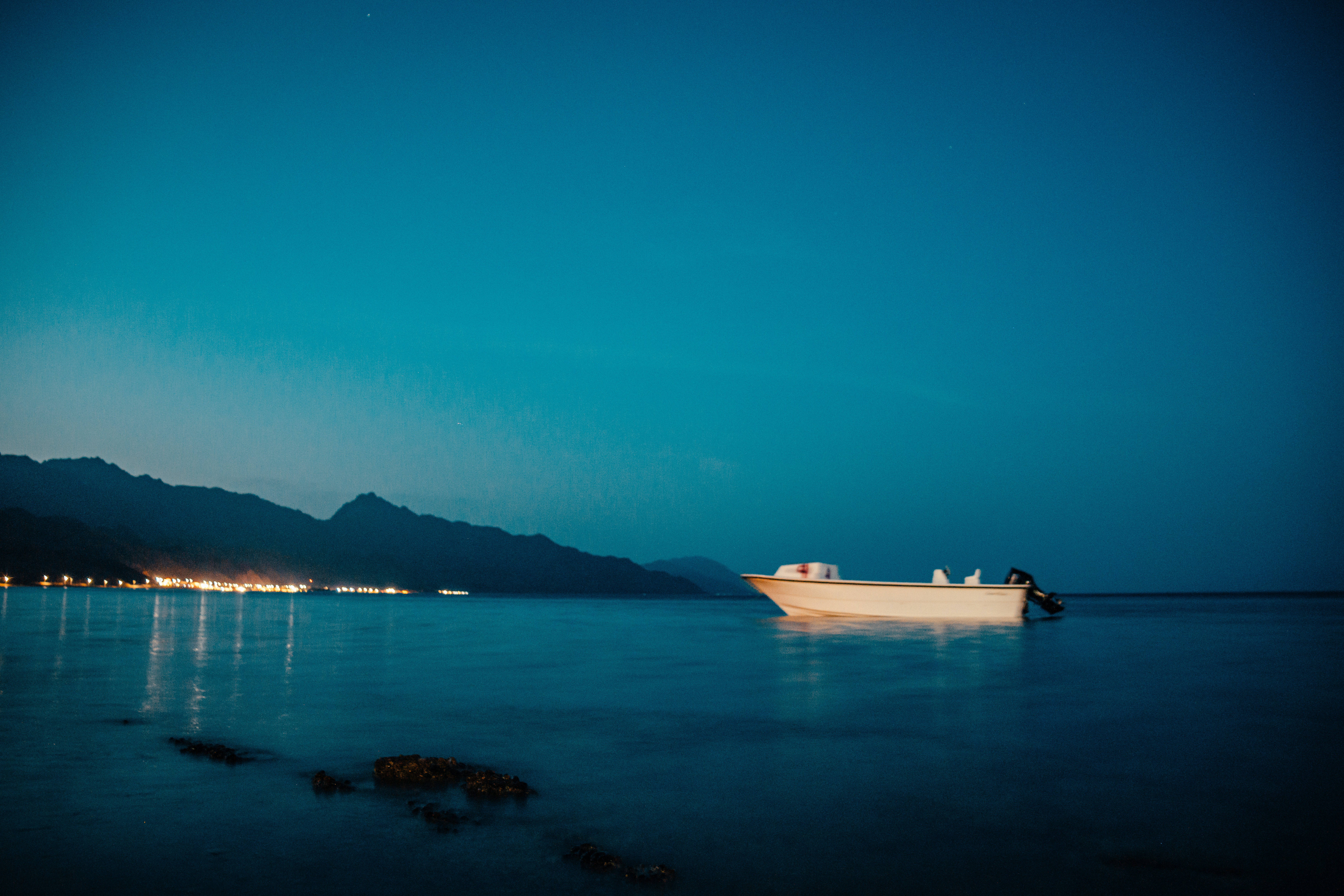 beautiful blue sea, twilight, calm blue waters, 5K Desktop Wallpaper