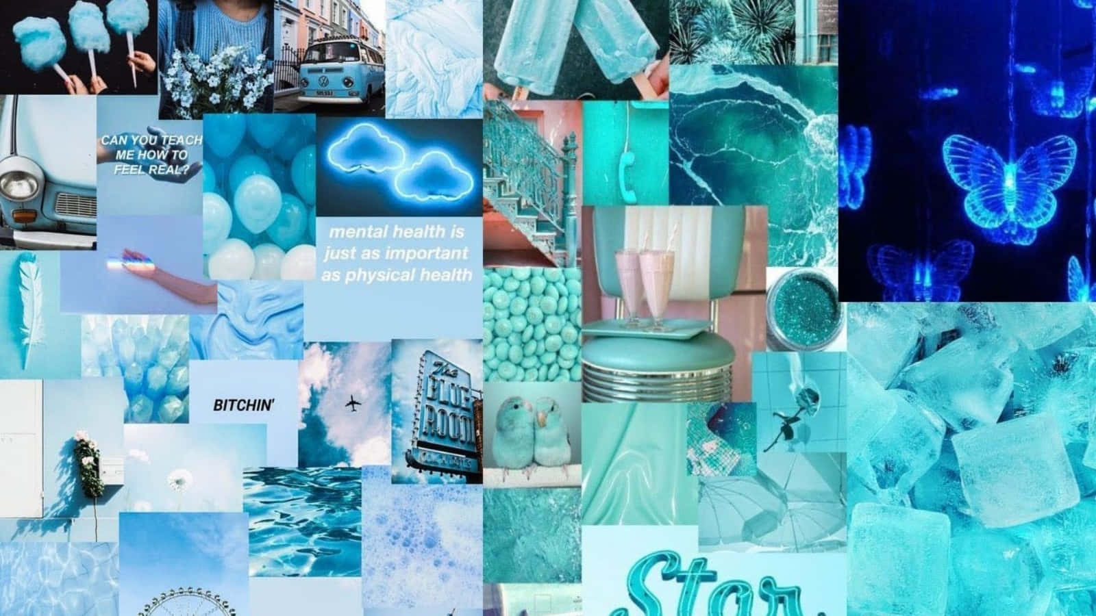 teal, blue, cotton candy ice cubes, HD Desktop Wallpaper