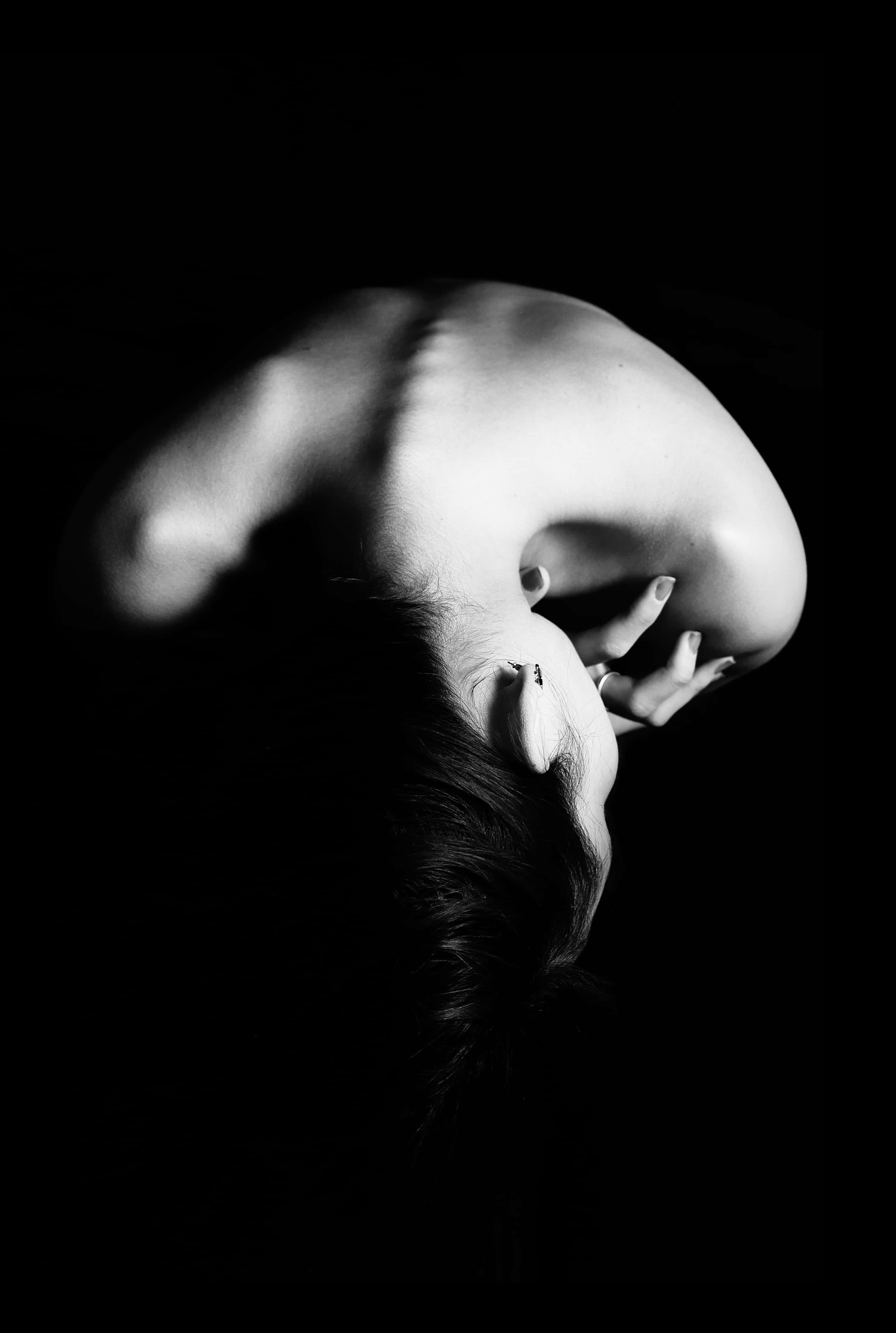 female body, top view, monochrome, 4K Phone Wallpaper
