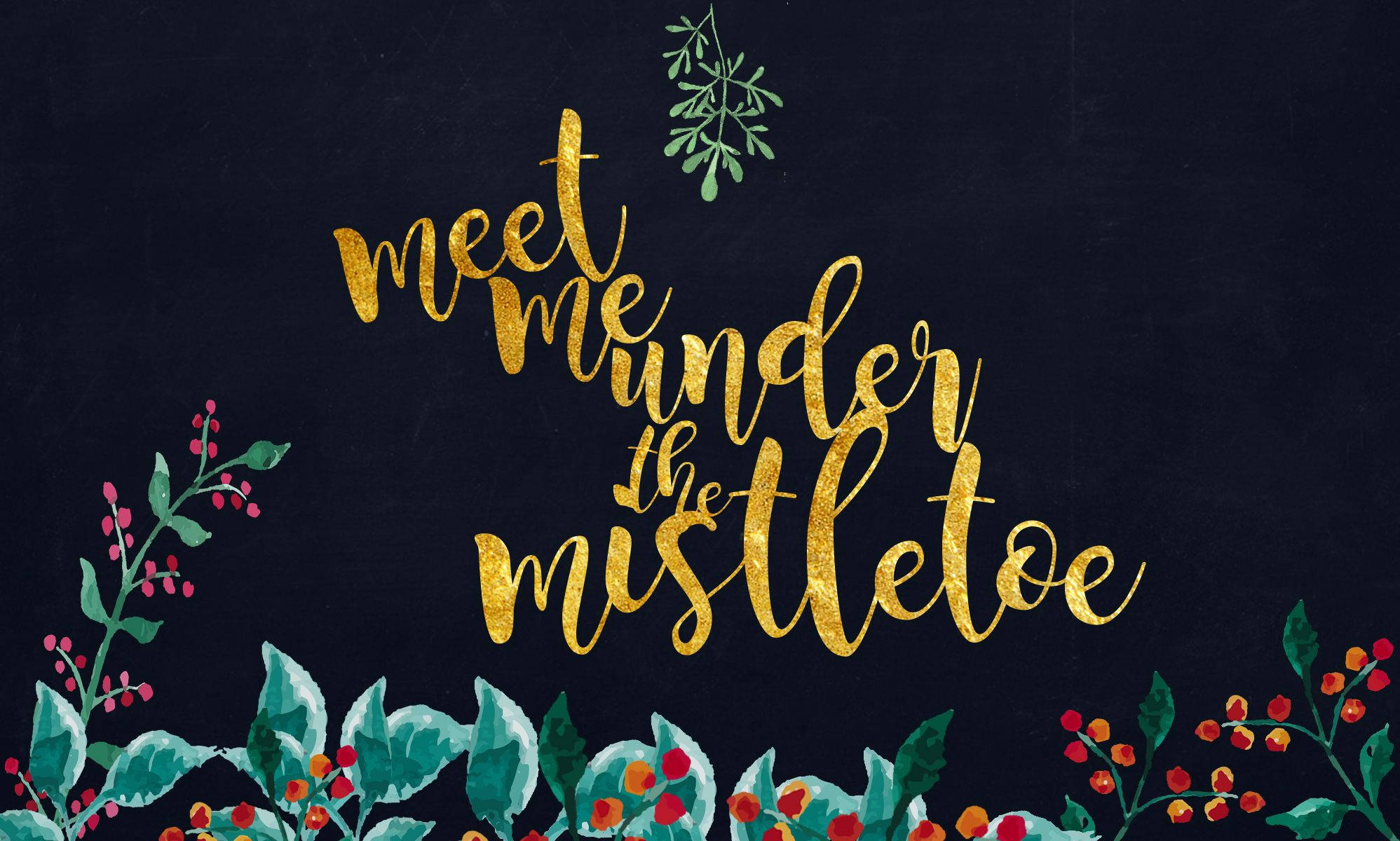 mistletoe, festive greenery, red berries, Full HD Desktop Wallpaper