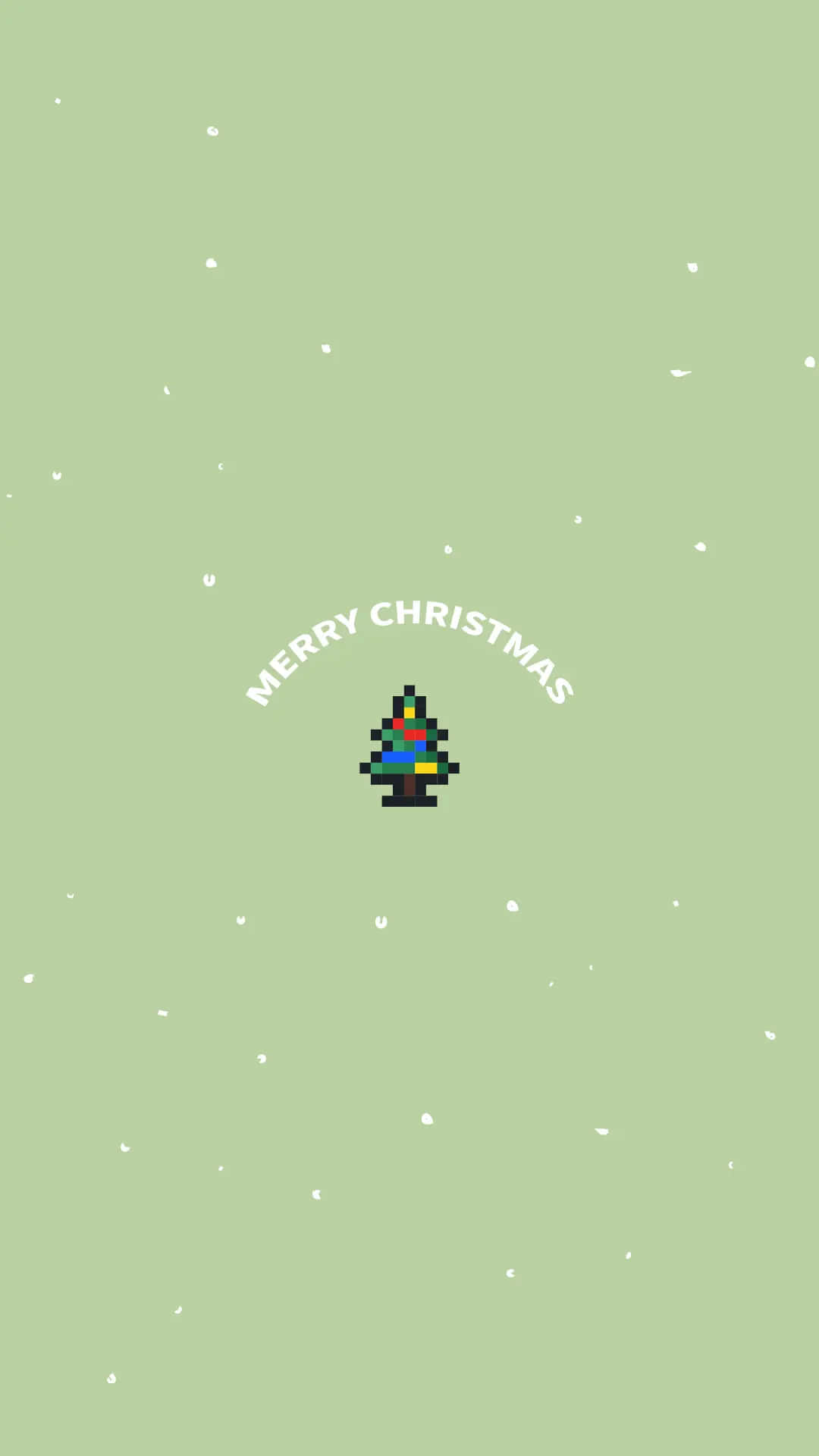 pixelated Christmas tree, colorful ornaments, pale green background, Full HD Phone Wallpaper