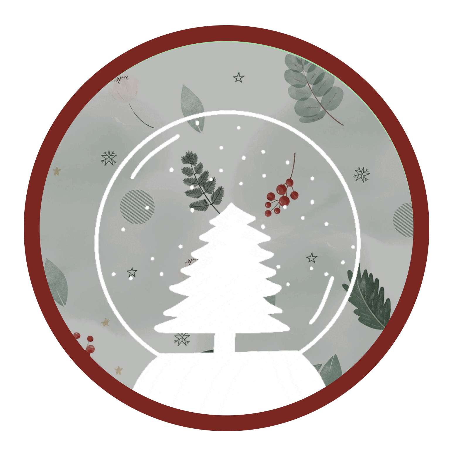 snow globe, white tree, red berries, HD Desktop Wallpaper
