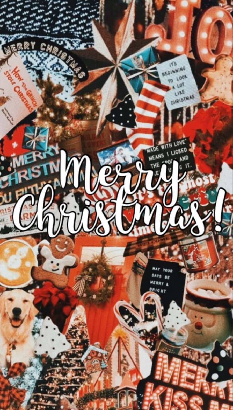 tumblr christmas, red, gold, HD Phone Wallpaper