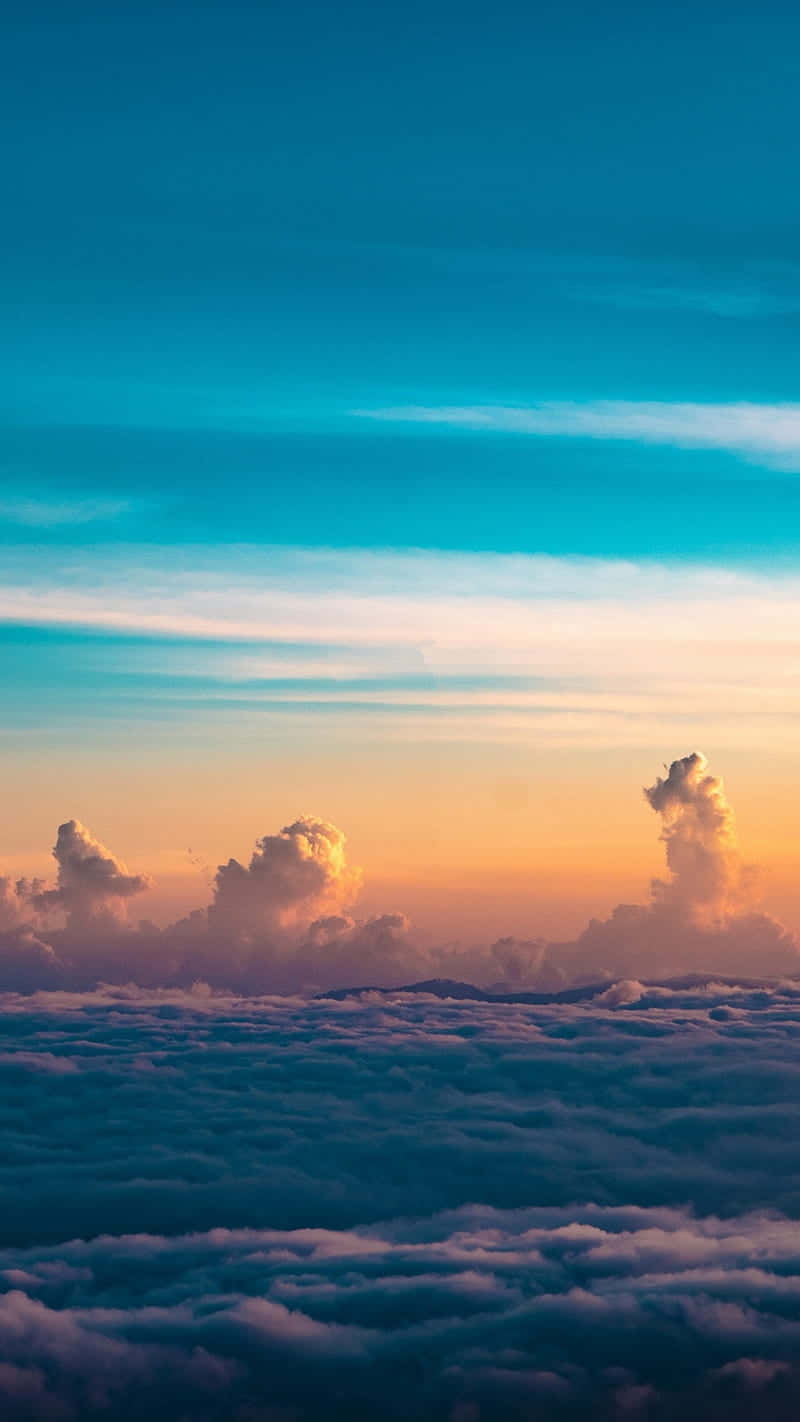 sunset, sea of clouds, vibrant orange, HD Phone Wallpaper