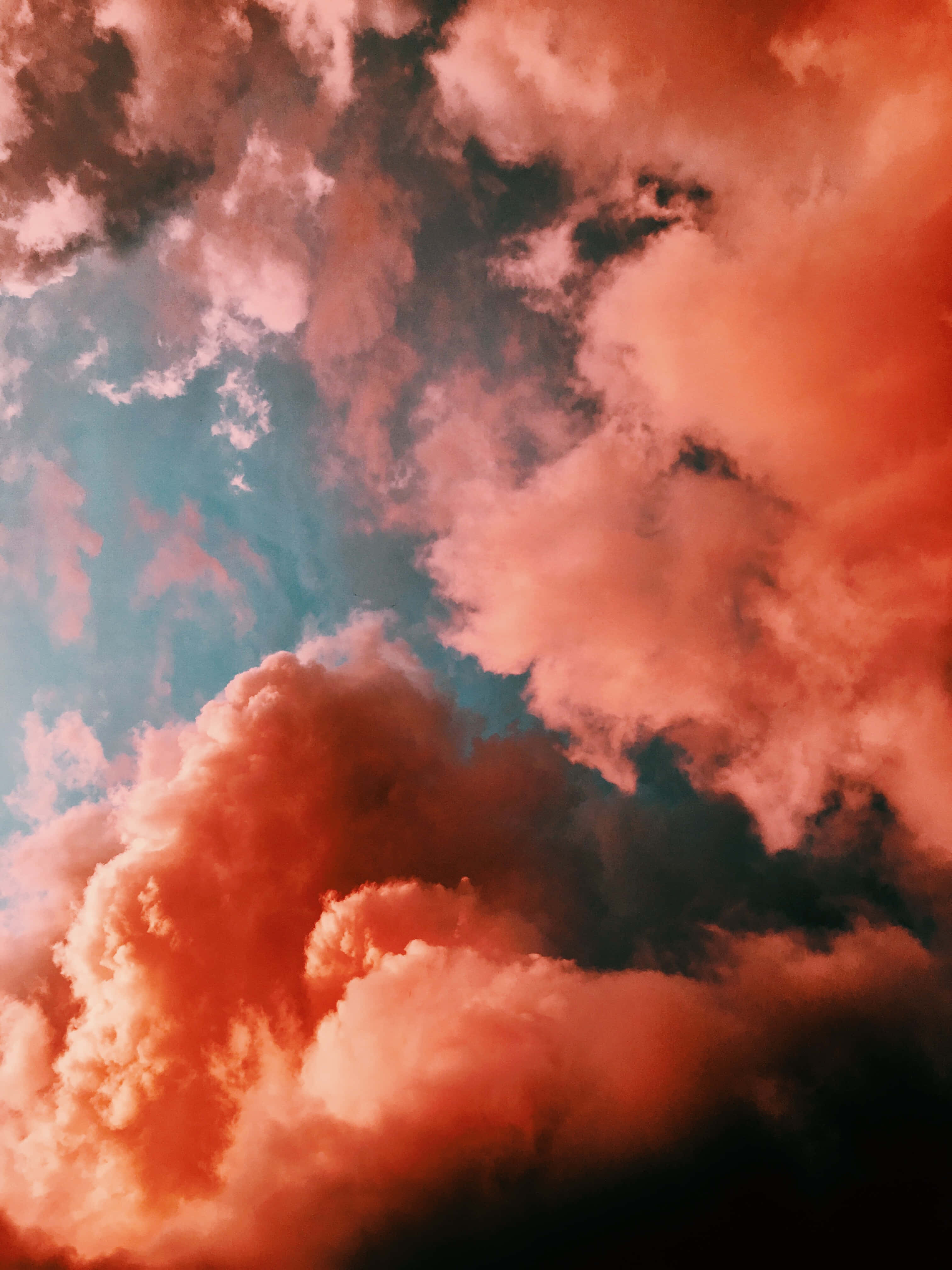 Beautiful Clouds, orange, teal, 4K Phone Wallpaper