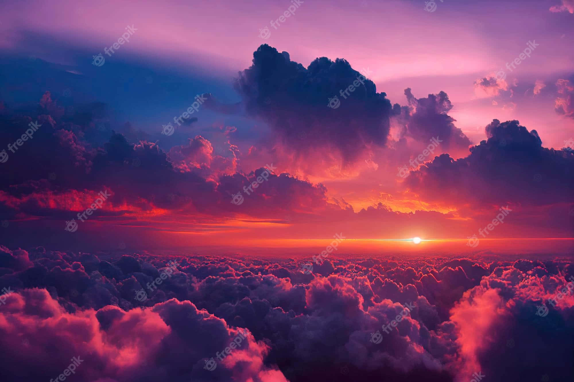 sunset, clouds, purple sky, Full HD Desktop Wallpaper