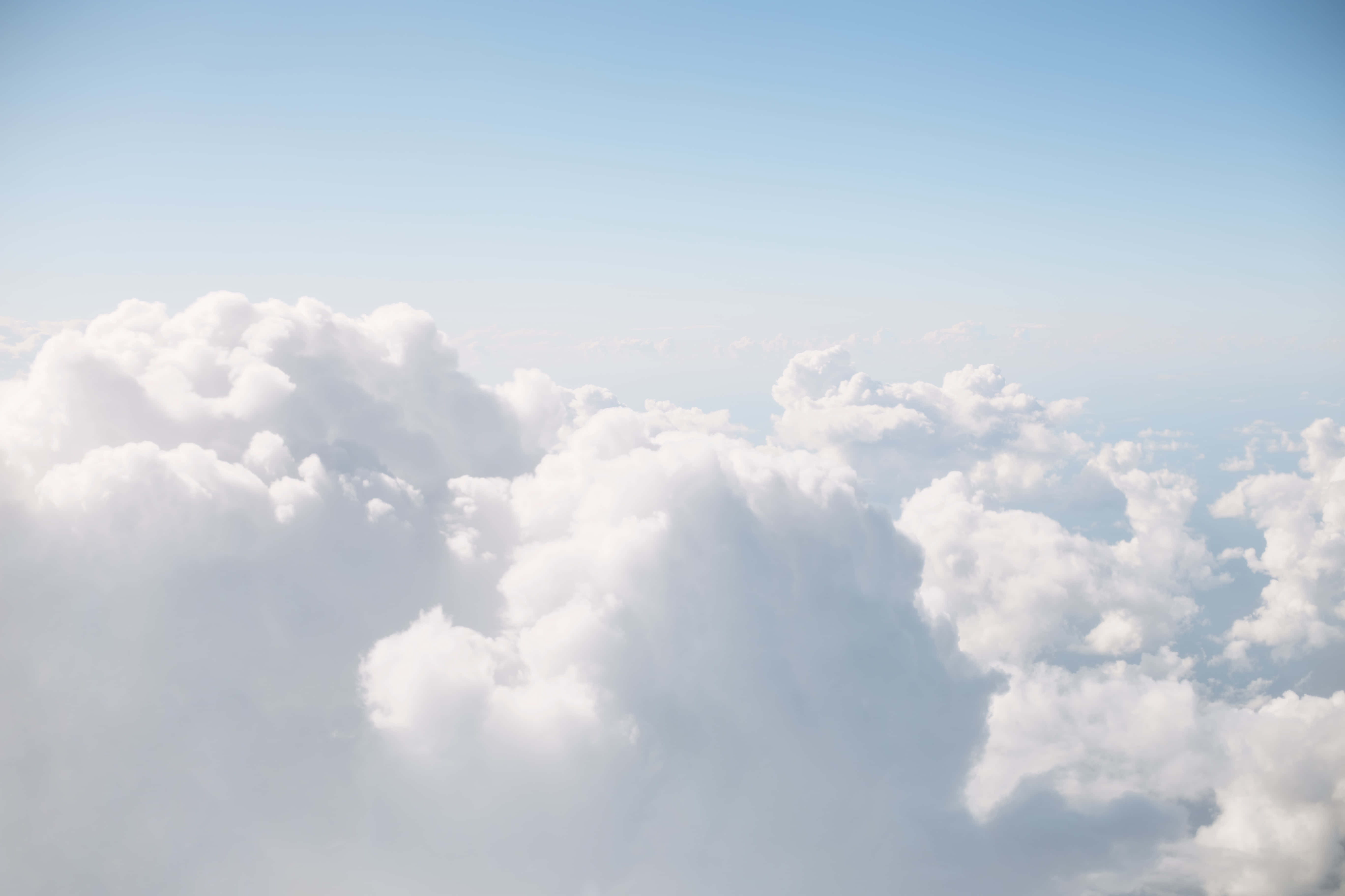 beautiful clouds, fluffy white clouds, clear blue sky, 5K Desktop Wallpaper