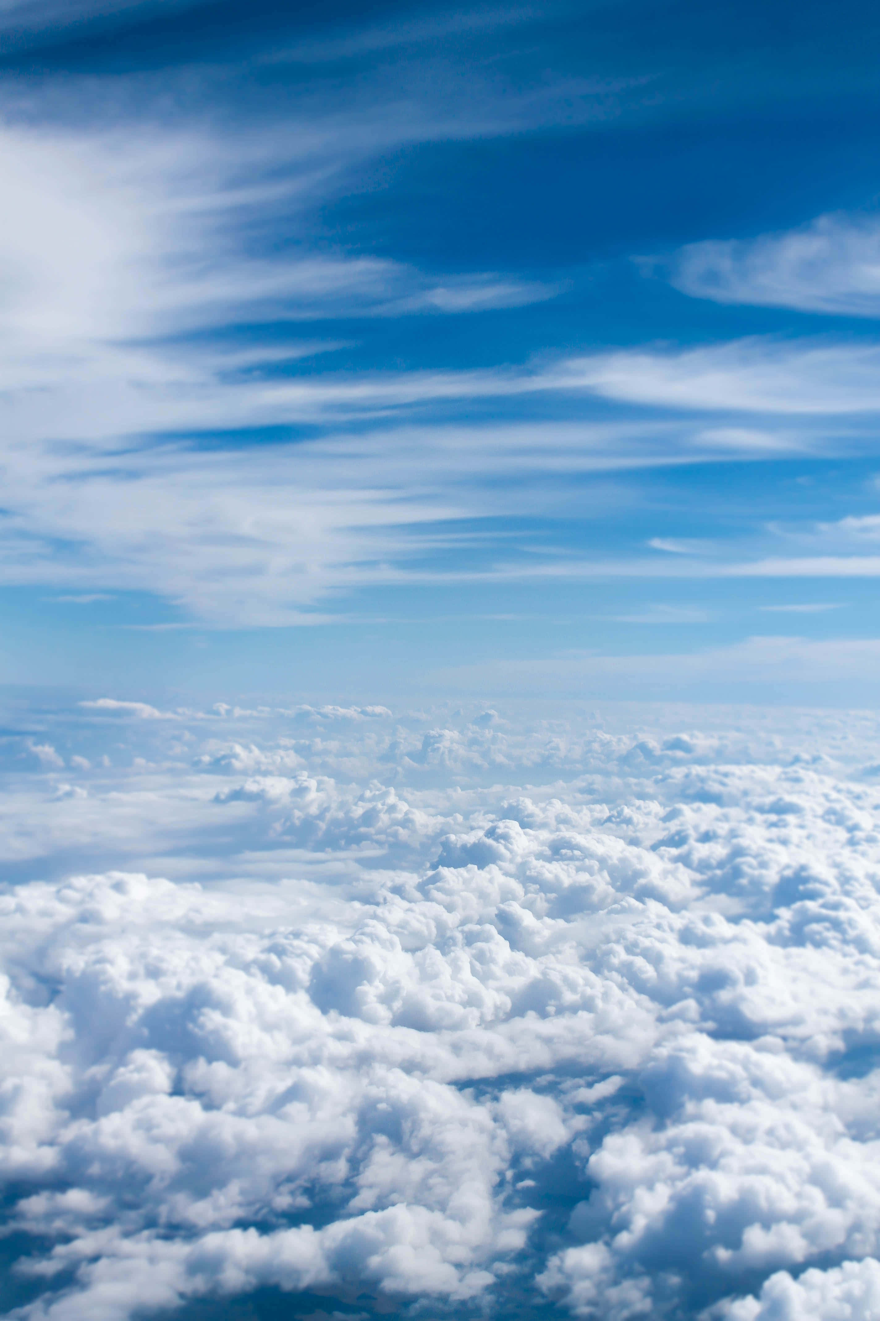 beautiful clouds, fluffy white clouds, vast clear blue sky, 4K Phone Wallpaper