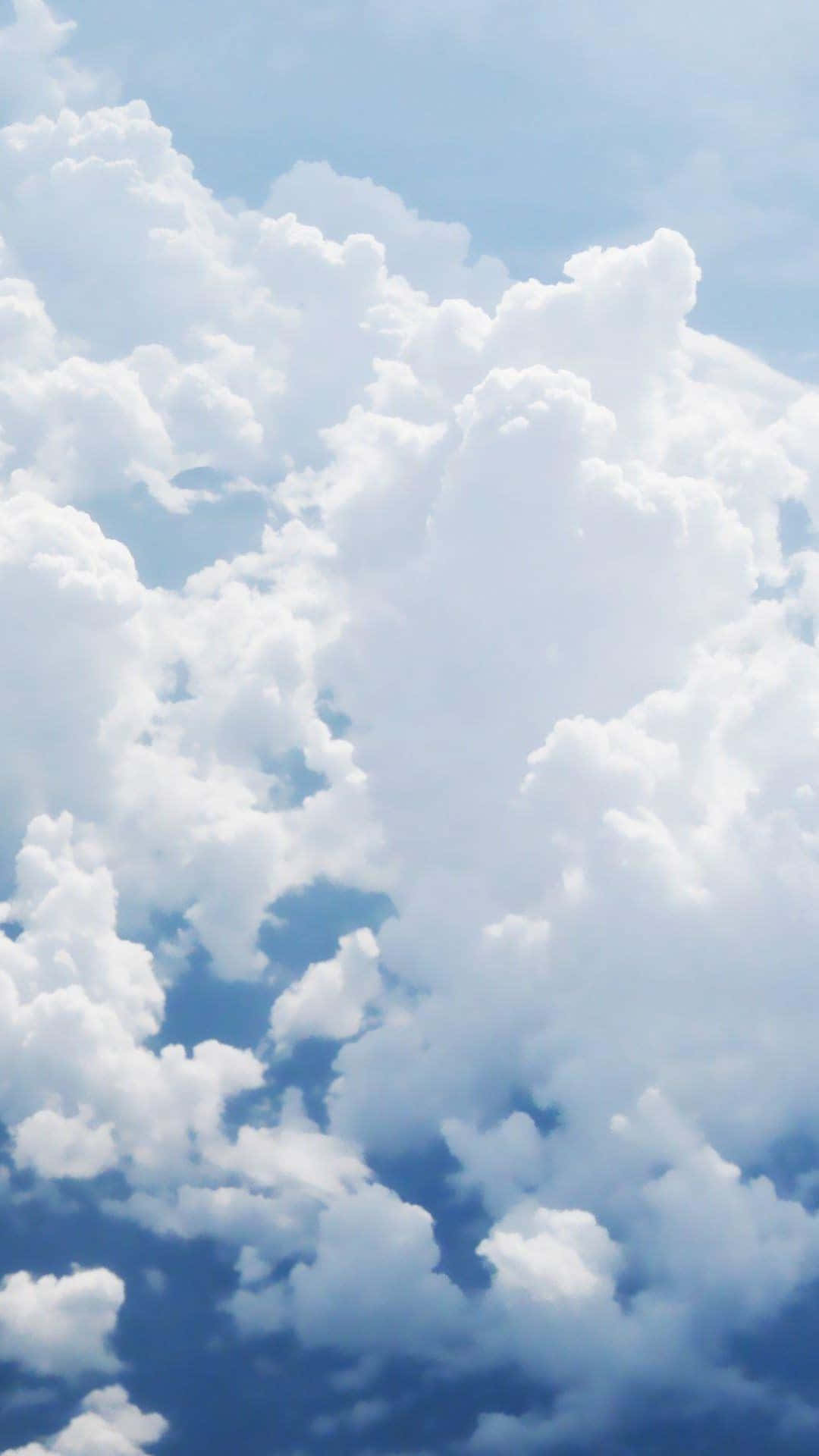 white fluffy clouds, bright blue sky, serene natural scene, Full HD Phone Wallpaper