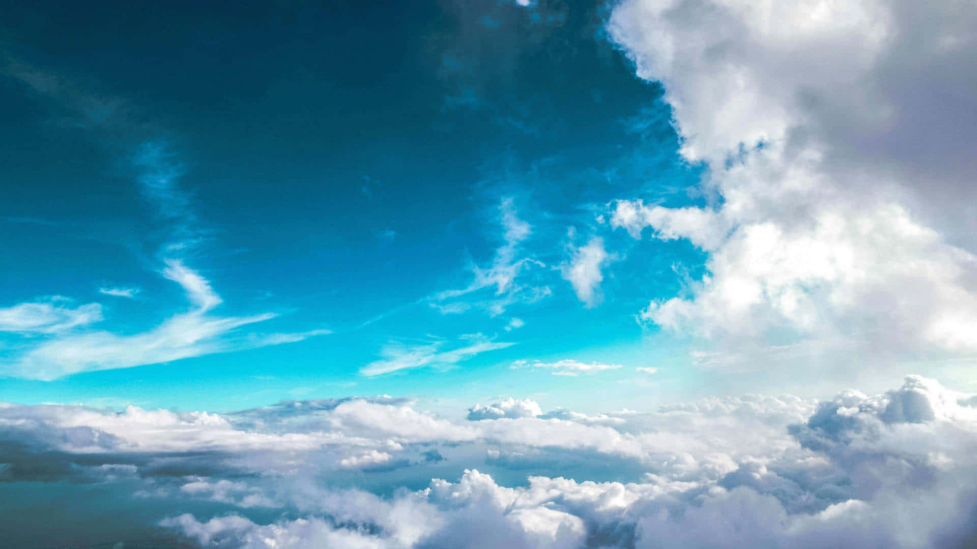 beautiful clouds, vibrant blue sky, fluffy white clouds, Full HD Desktop Wallpaper