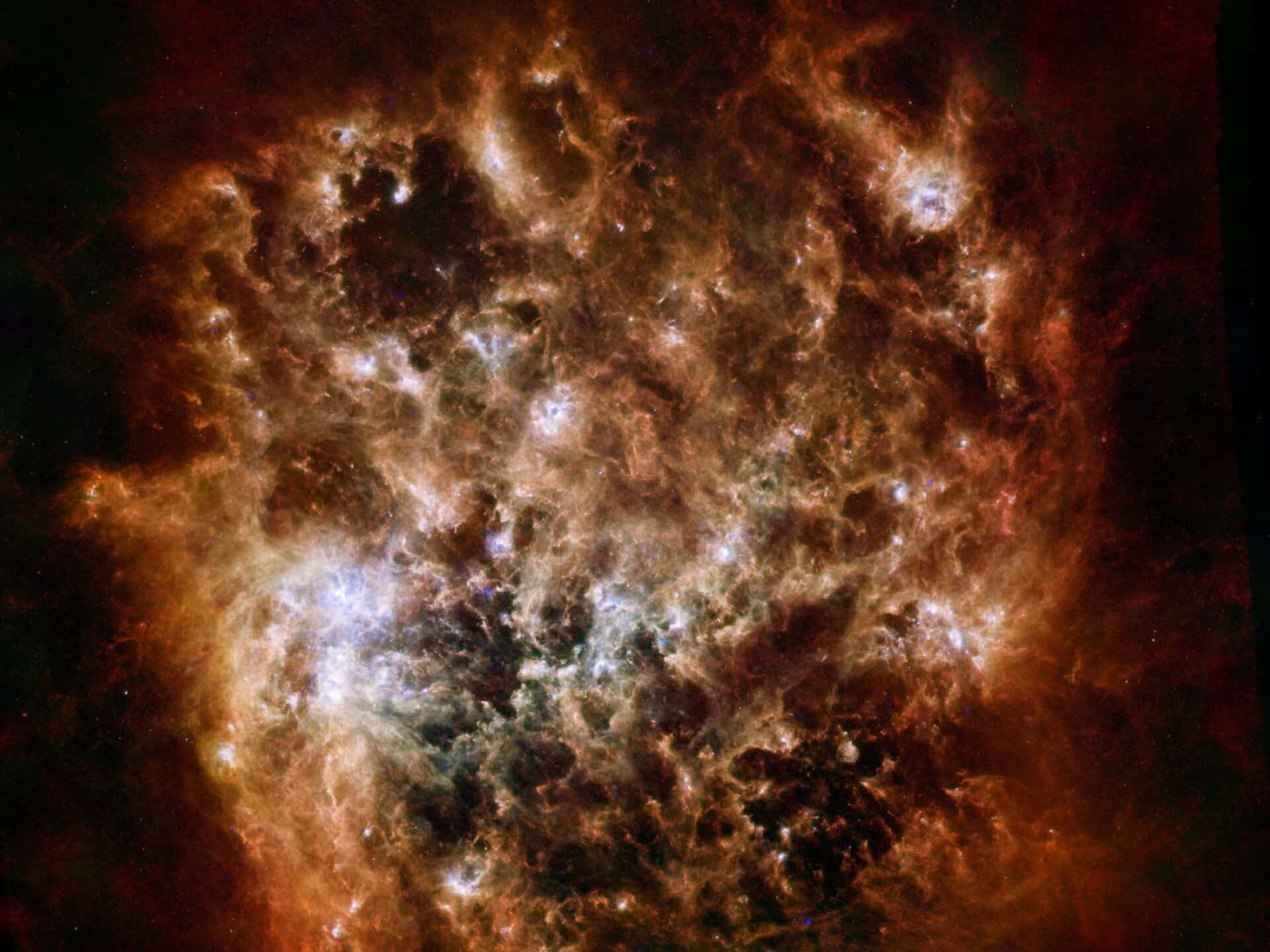 tumultuous galaxy clouds, fiery orange, glowing white, Full HD Desktop Wallpaper