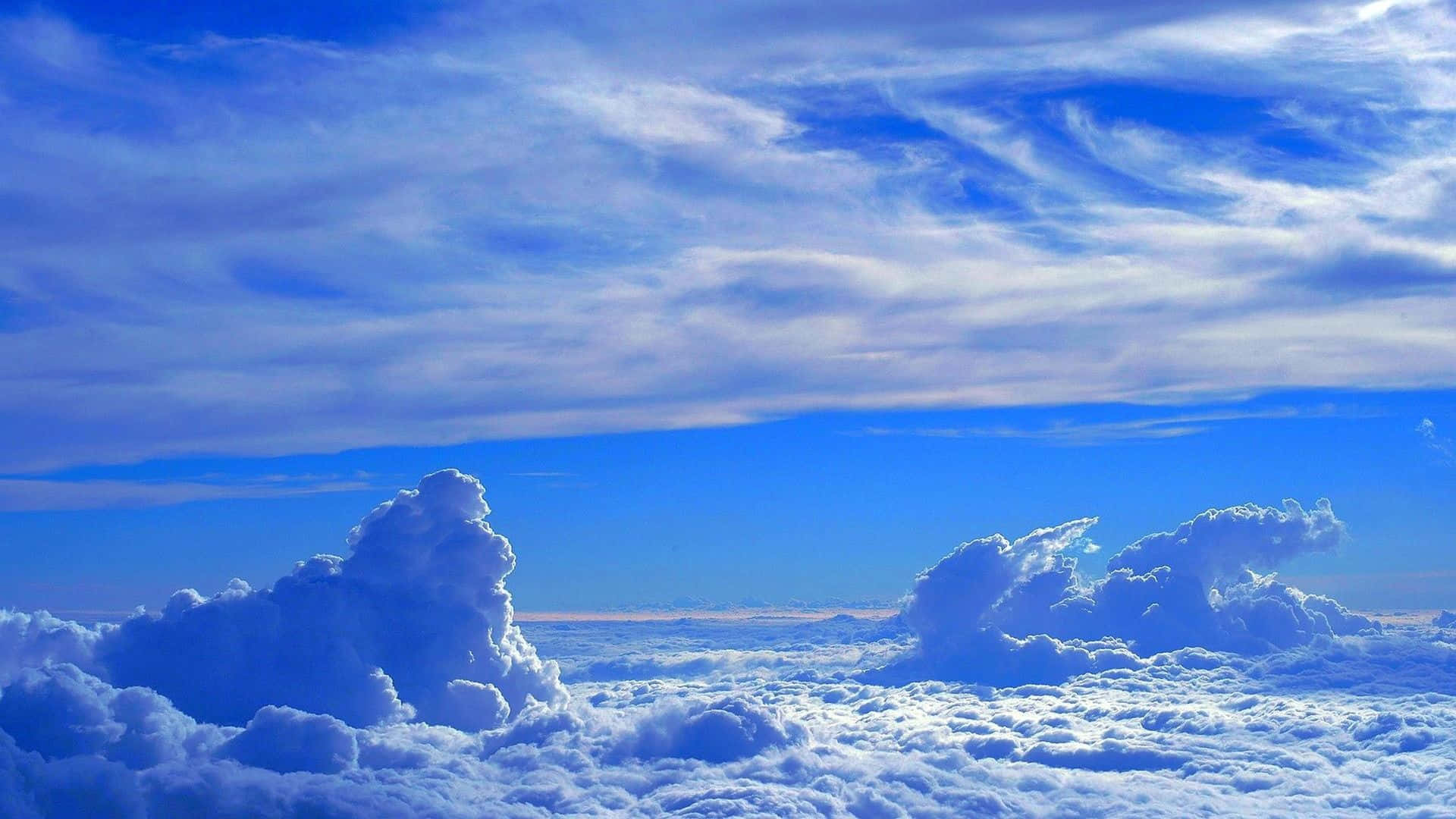 beautiful clouds, vast blue sky, fluffy white clouds, Full HD Desktop Wallpaper