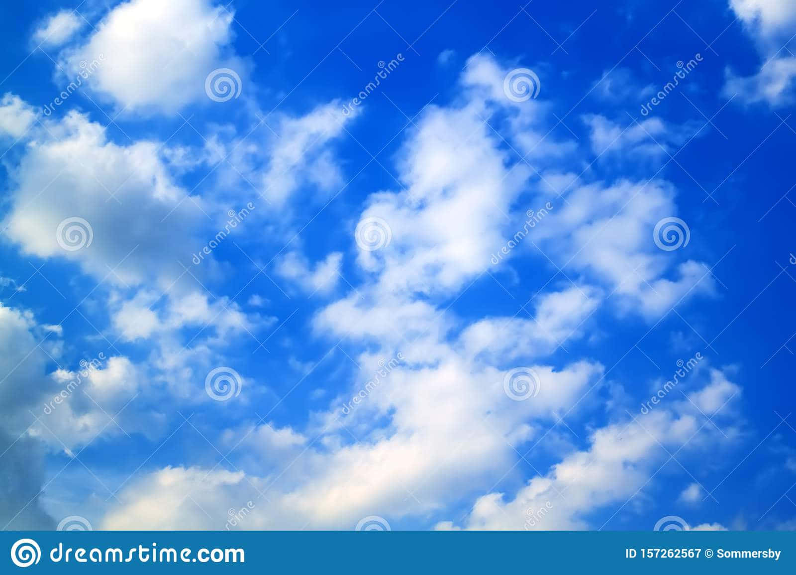 blue sky, fluffy white clouds, clear daytime horizon, HD Desktop Wallpaper