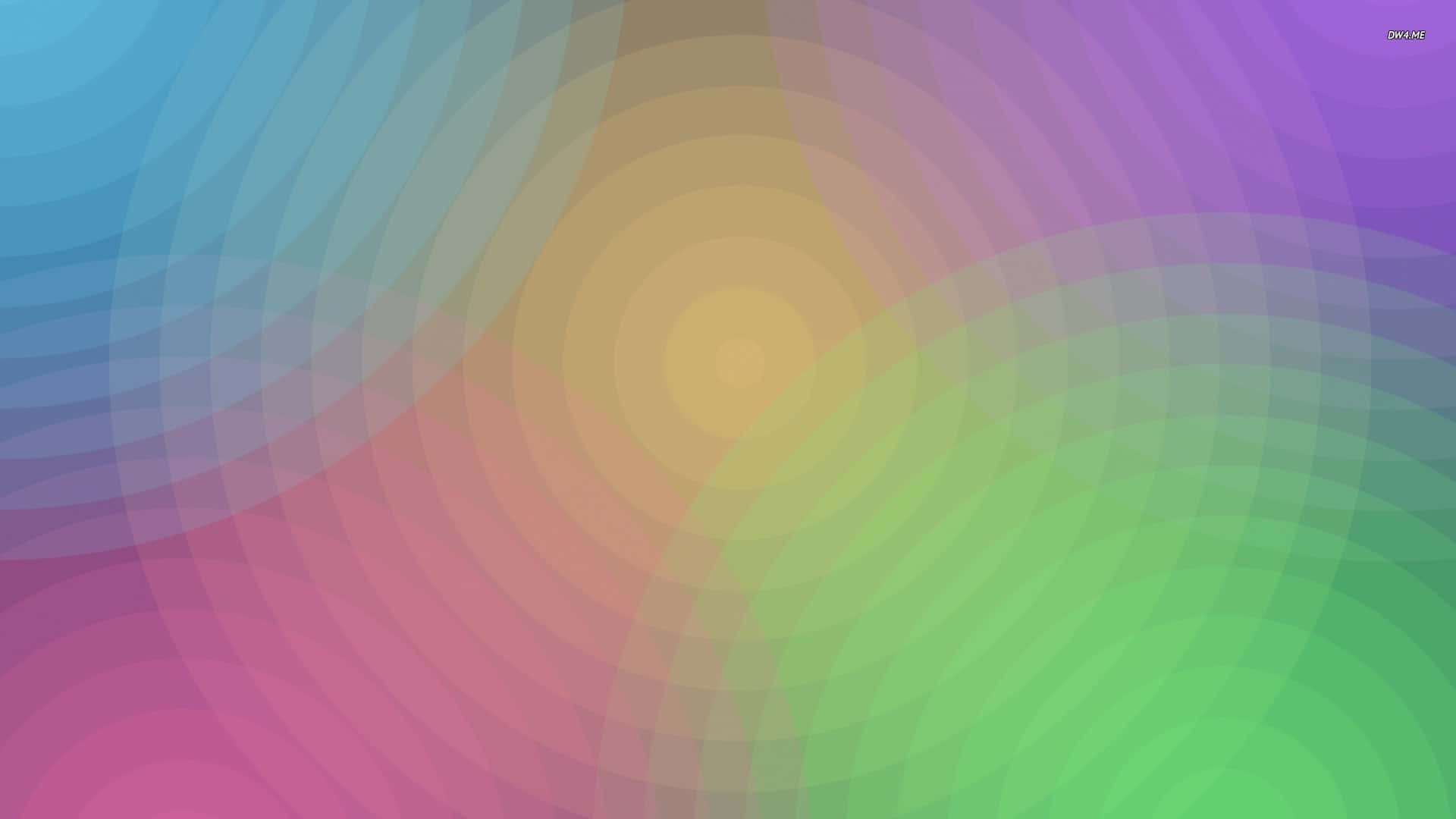 Vibrant concentric arcs, pastel rainbow hues, warm golden center, Full HD Desktop Wallpaper