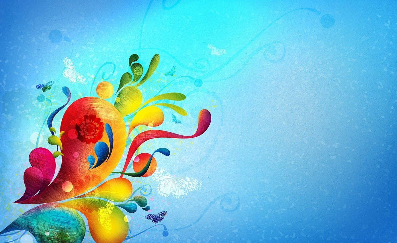 Vibrant Color, rainbow hues, soft gradient blue background, HD Desktop Wallpaper