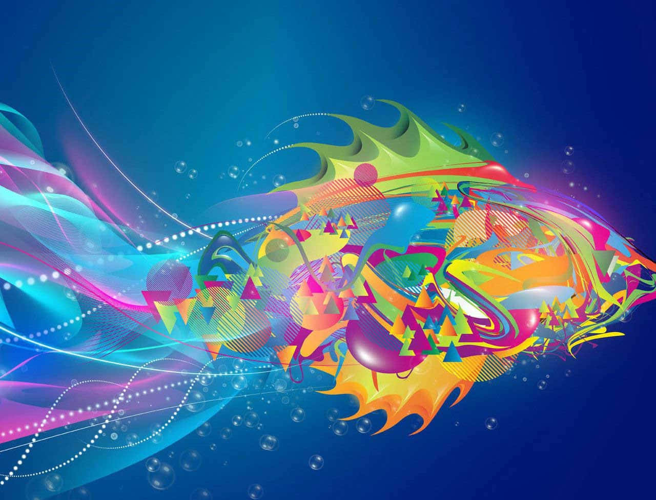 Vibrant Color Spectrum, neon colors, geometric shapes, HD Desktop Wallpaper