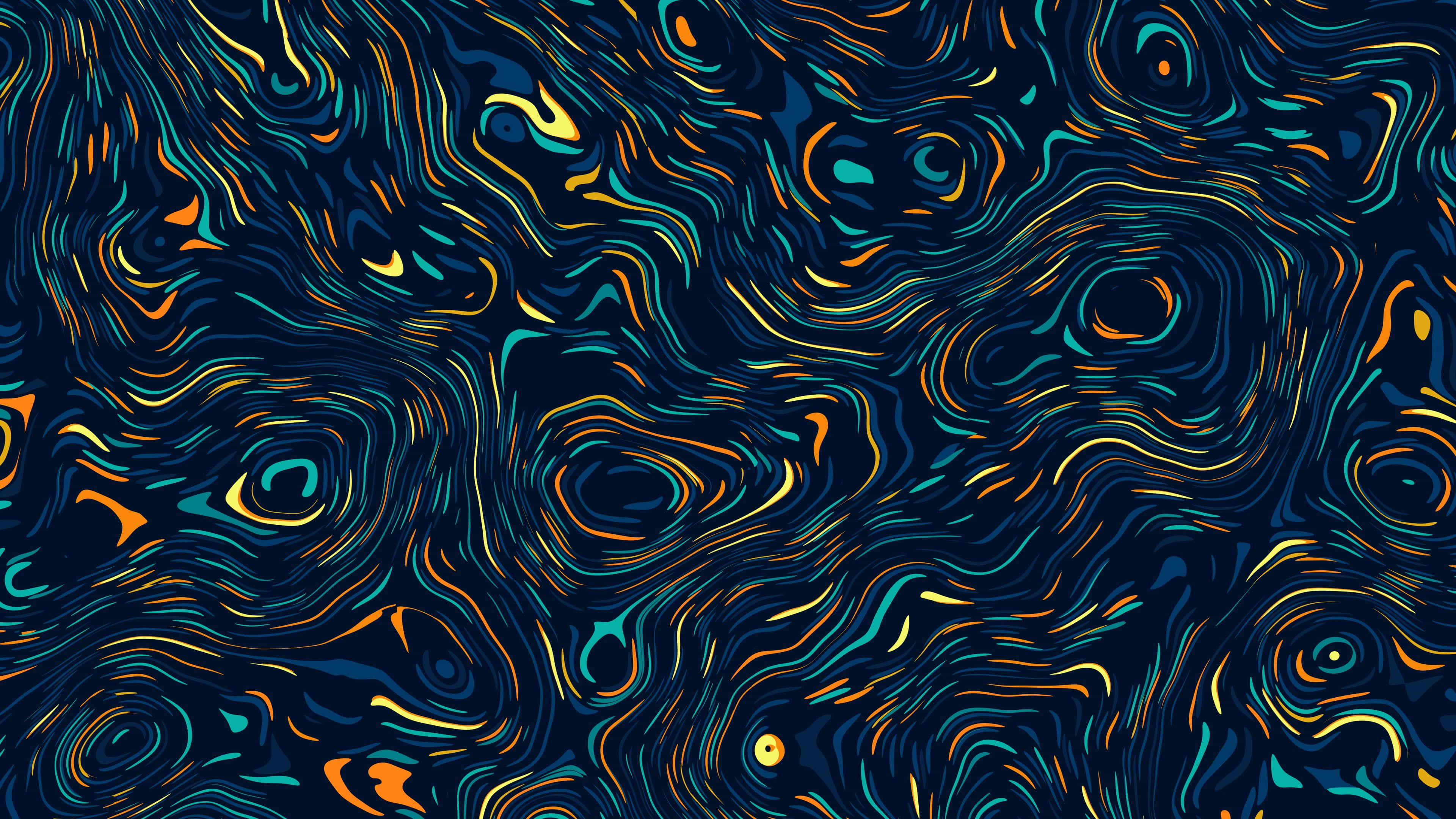 teal, orange, gold, 4K Desktop Wallpaper