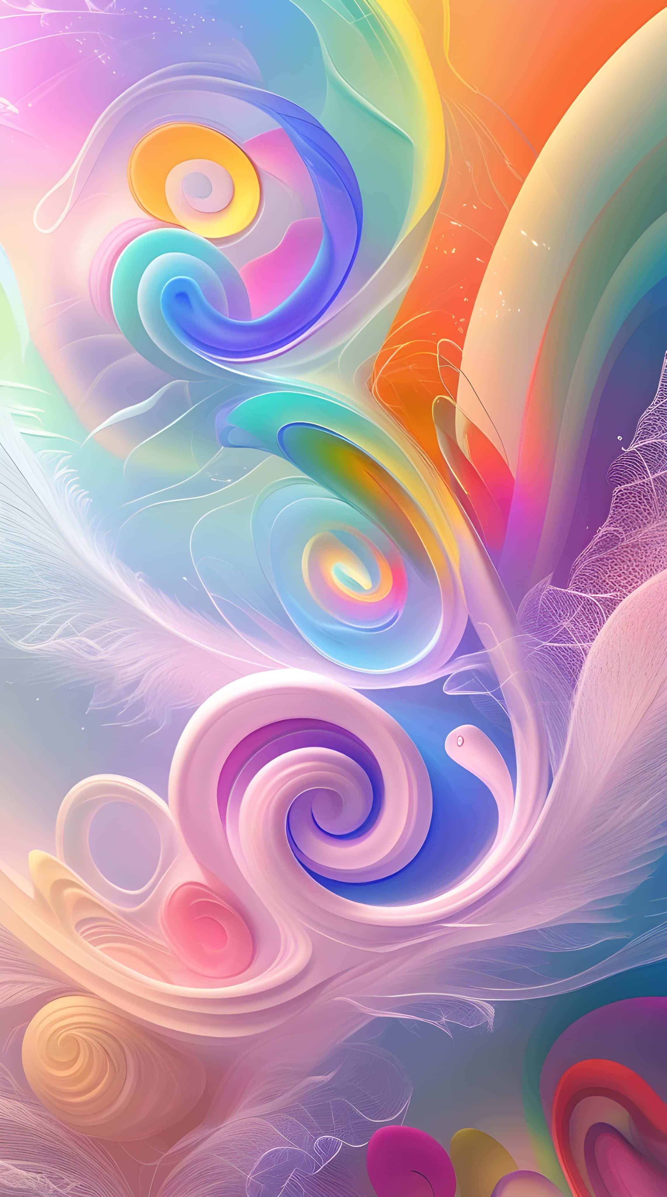 pastel, neon, swirling ribbons, 4K Phone Wallpaper