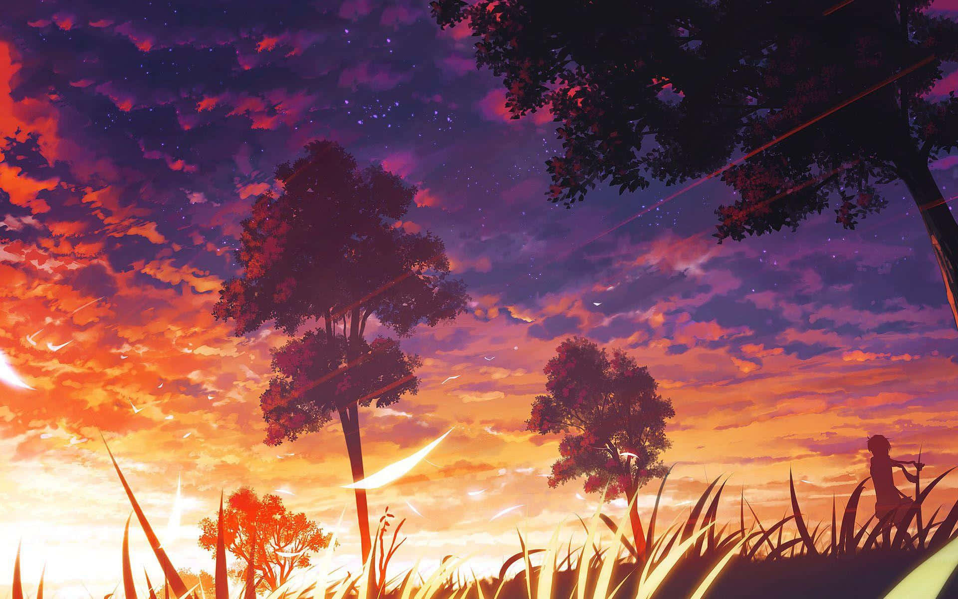 twilight sky, orange purple, starlight, Full HD Desktop Wallpaper