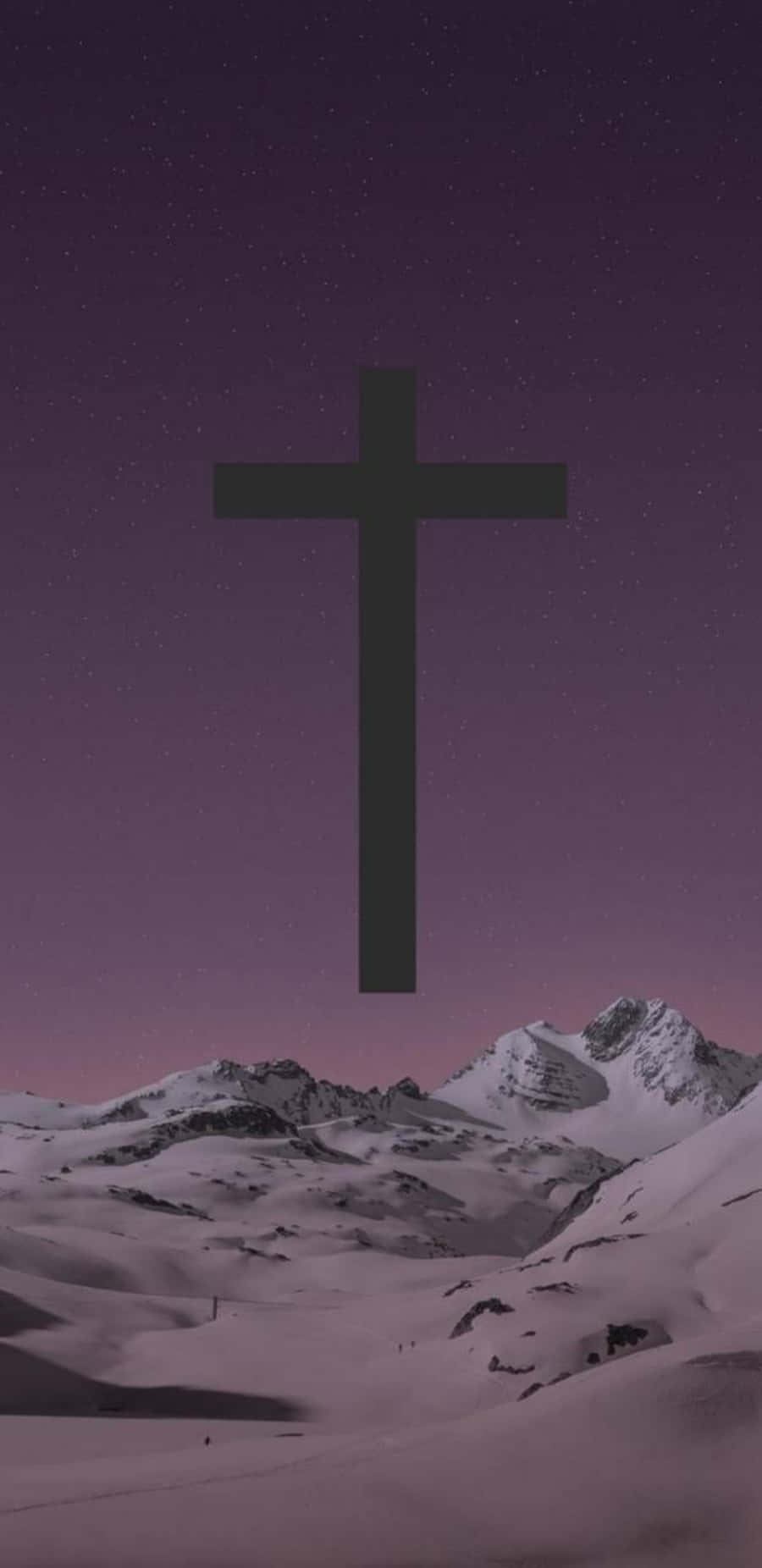 beautiful cross, stark black cross, snowcapped mountains, HD Phone Wallpaper