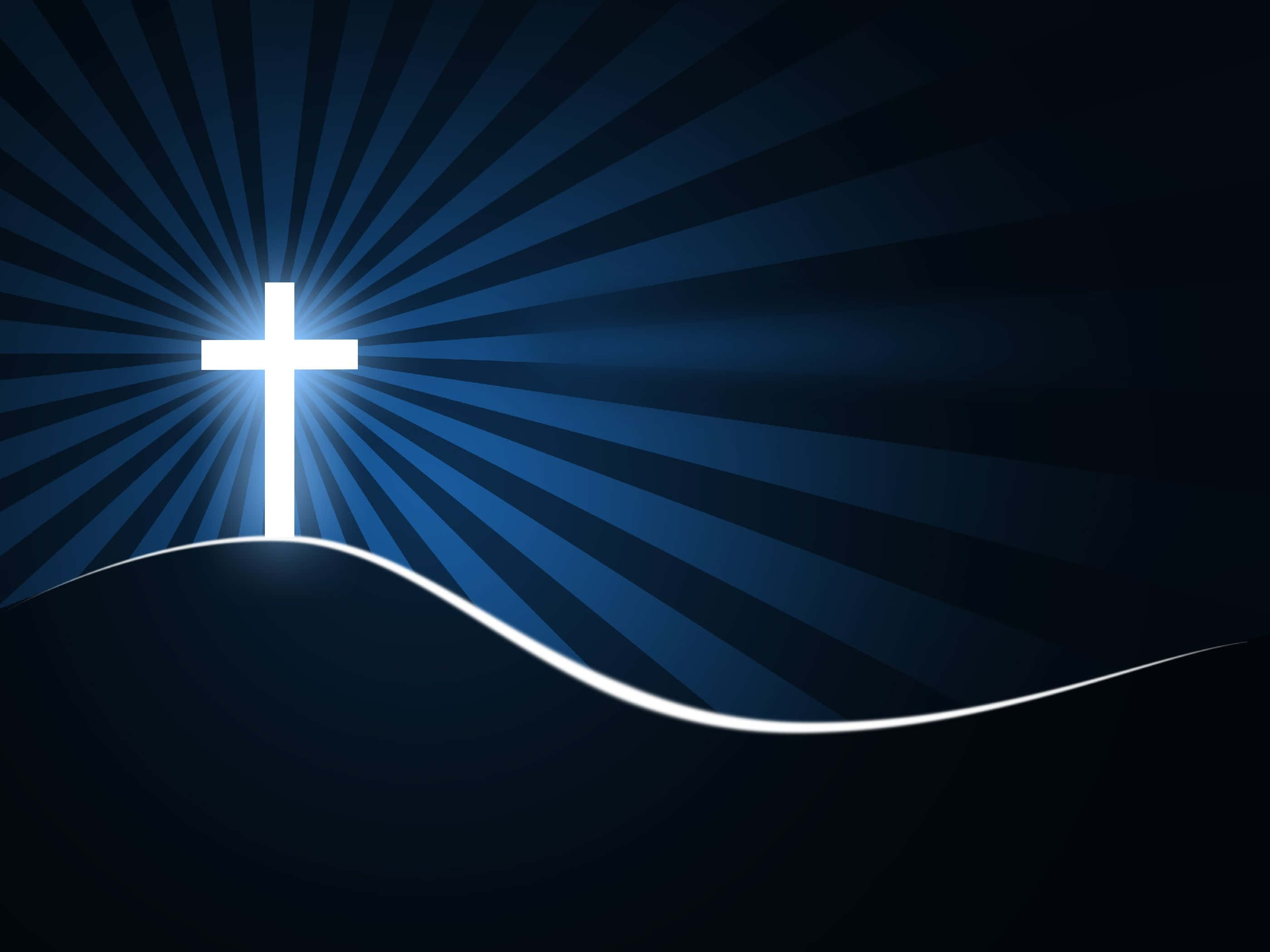 beautiful cross, radiant white cross, dark hill, 2K Desktop Wallpaper