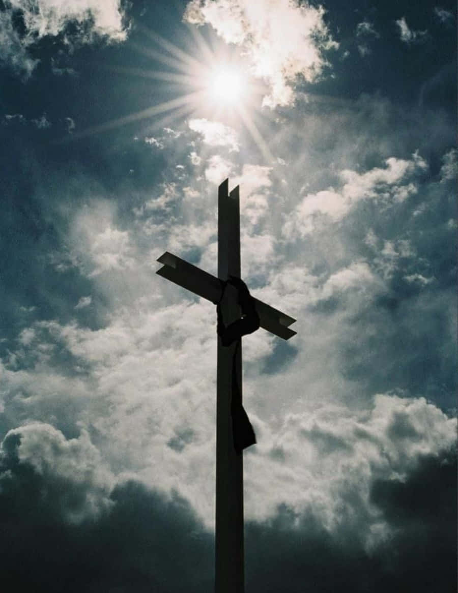 beautiful cross, cross silhouette, dramatic sky, SD Phone Wallpaper