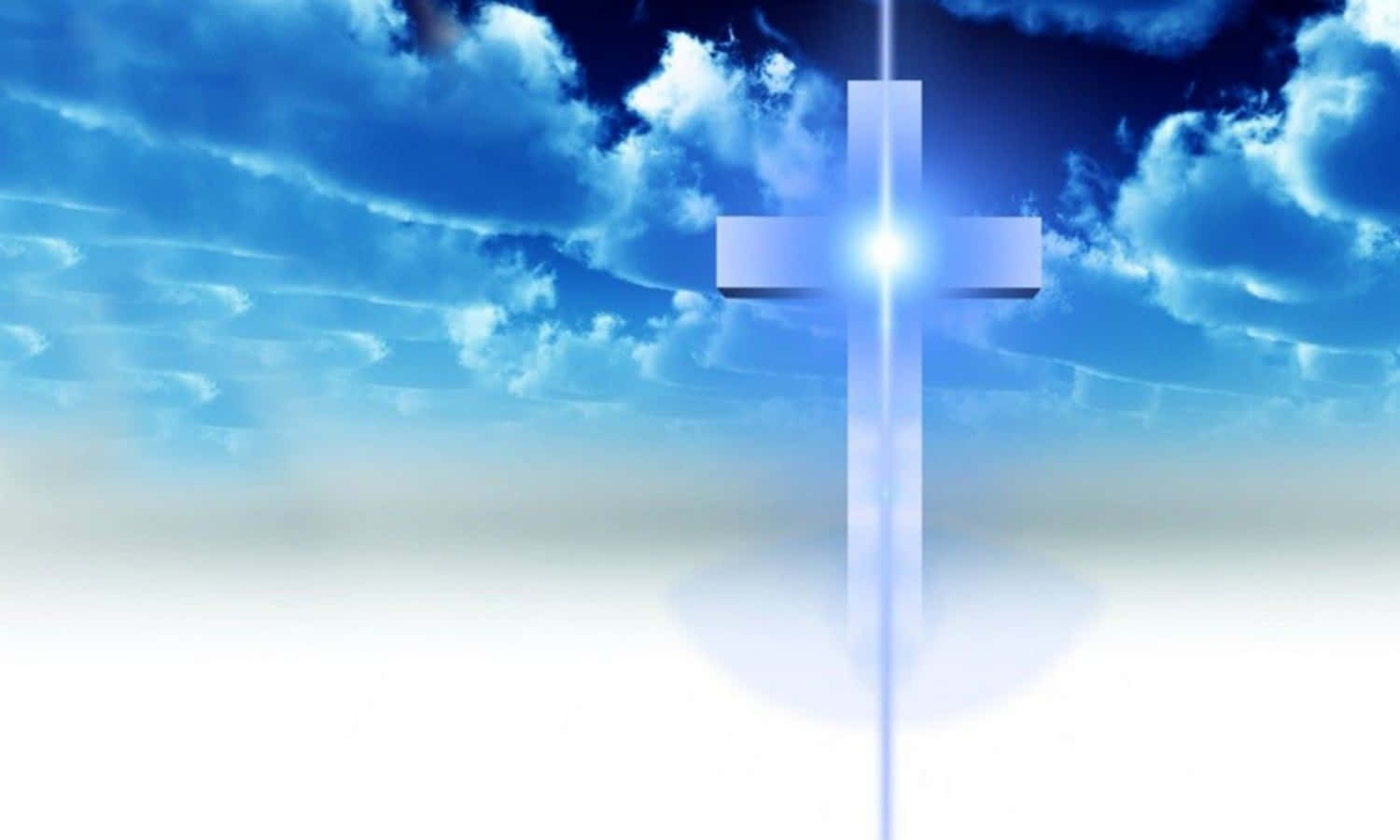 Beautiful Cross, glowing cross, dramatic blue sky, HD Desktop Wallpaper