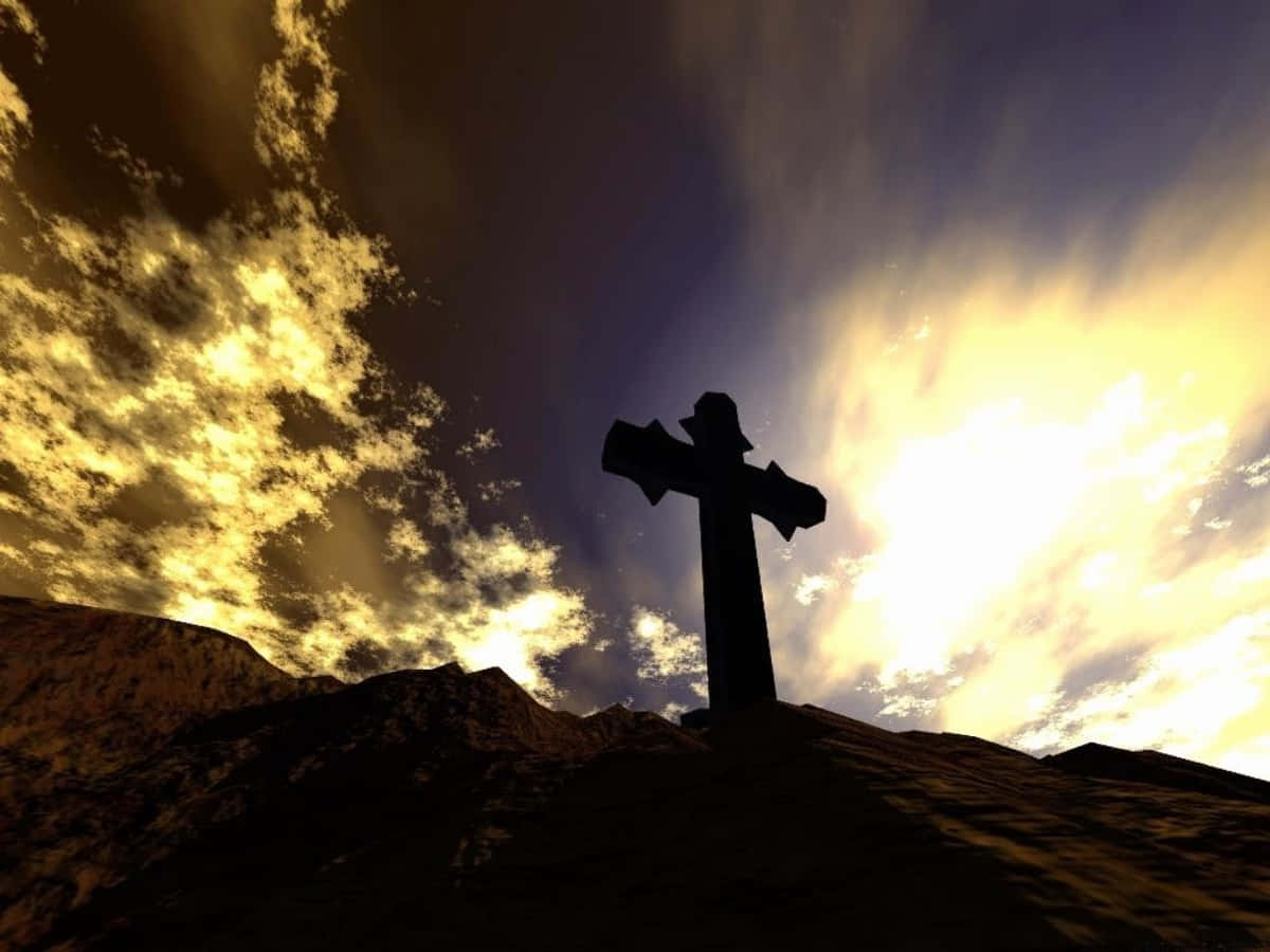 Beautiful Cross, stark cross silhouette, rocky hill, SD Desktop Wallpaper