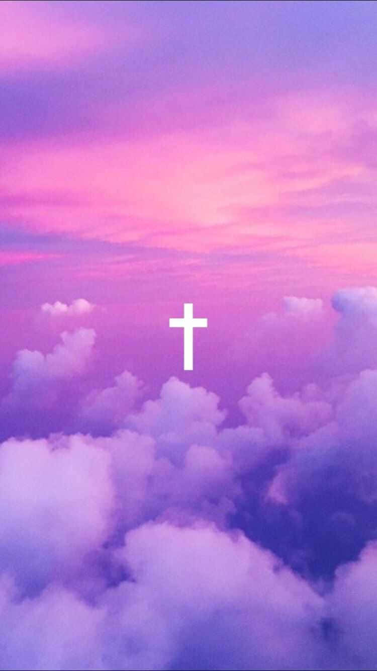 cute cross, white cross, fluffy clouds, HD Phone Wallpaper