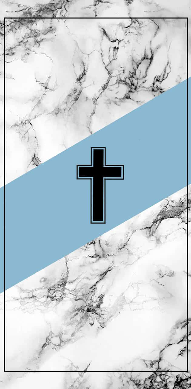 black cross, diagonal blue stripe, white and gray marble background, HD Phone Wallpaper