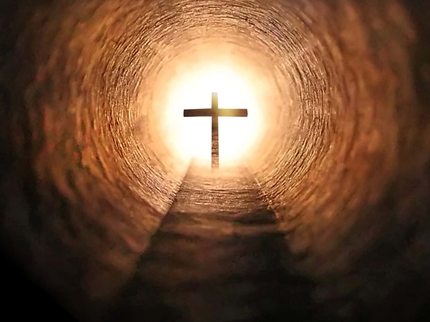 Cool Cross, glowing cross, dark textured tunnel, HD Desktop Wallpaper