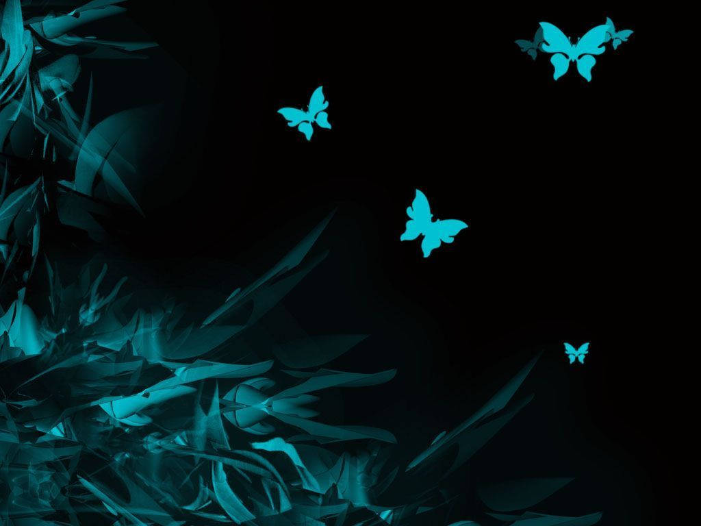 teal butterfly, abstract, beautiful dark, SD Desktop Wallpaper