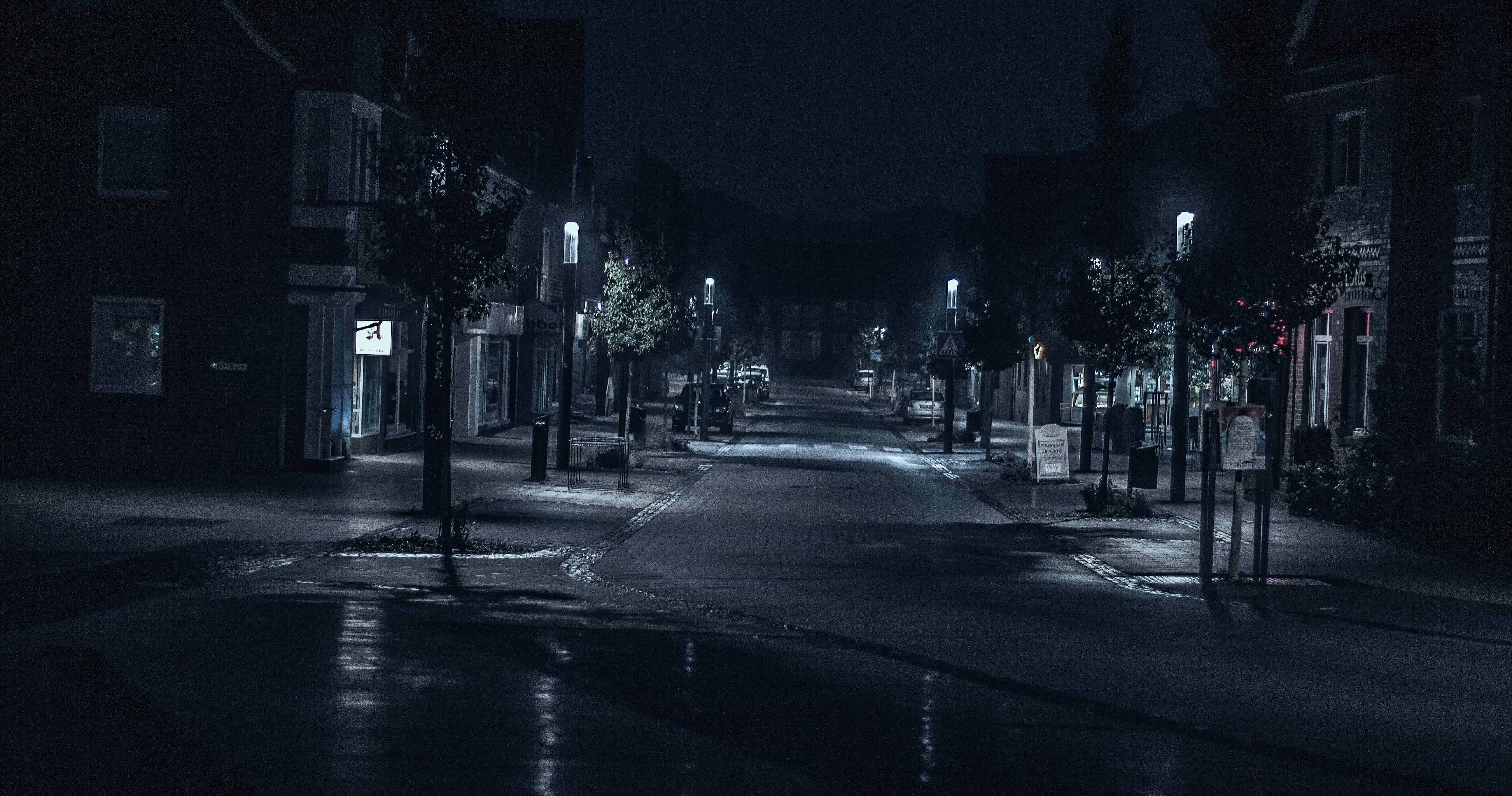 Beautiful Dark, night streets, rain-slicked street, 5K Desktop Wallpaper