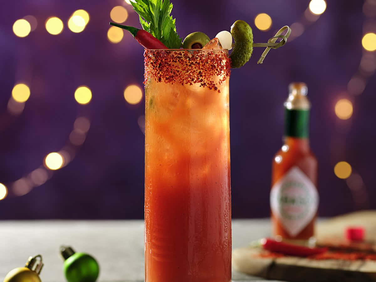 Bloody Mary cocktail, jalapeno, chili pickle, SD Desktop Wallpaper