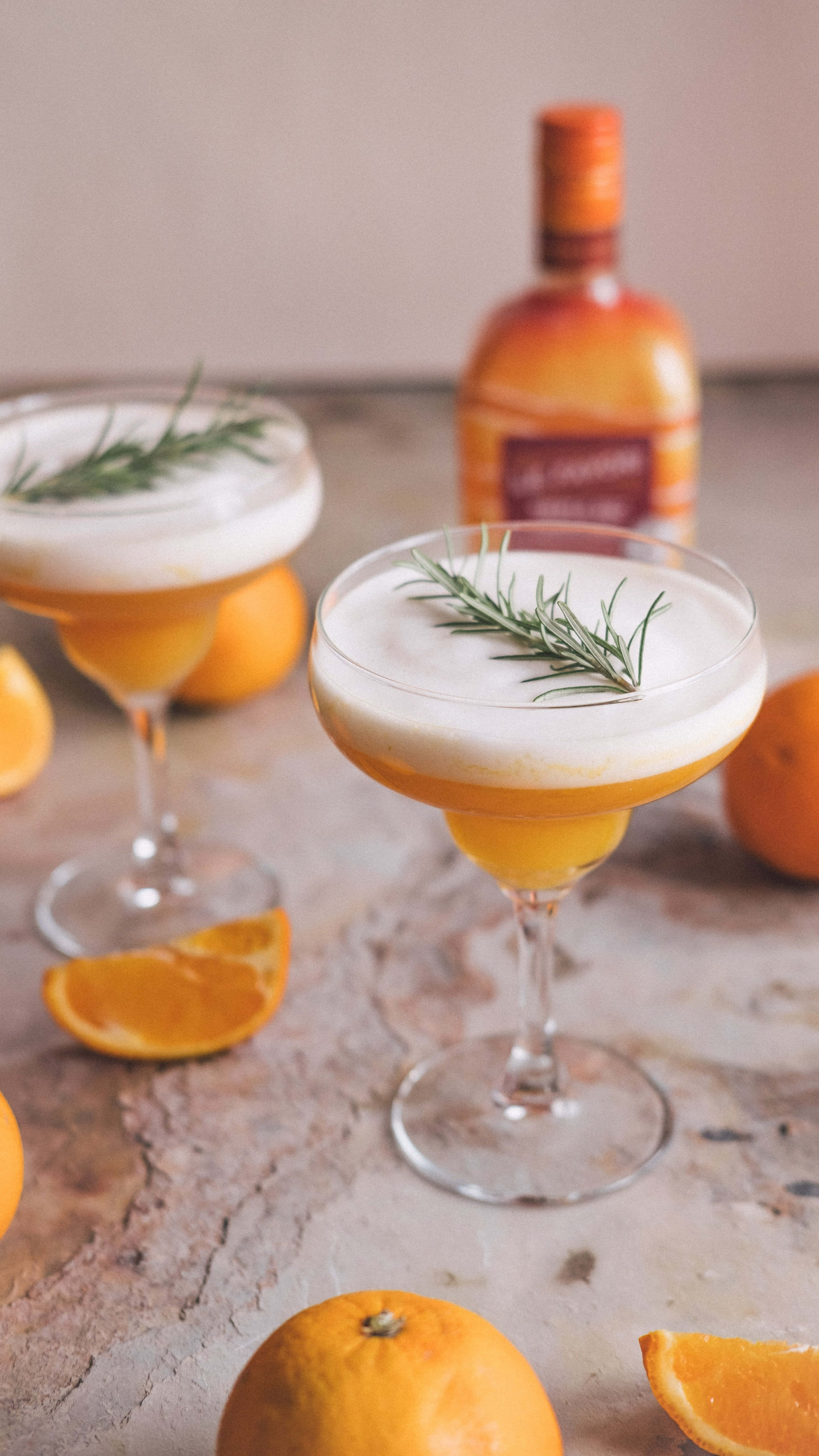 Beautiful Drink, frothy orange cocktails, rosemary, 5K Phone Wallpaper